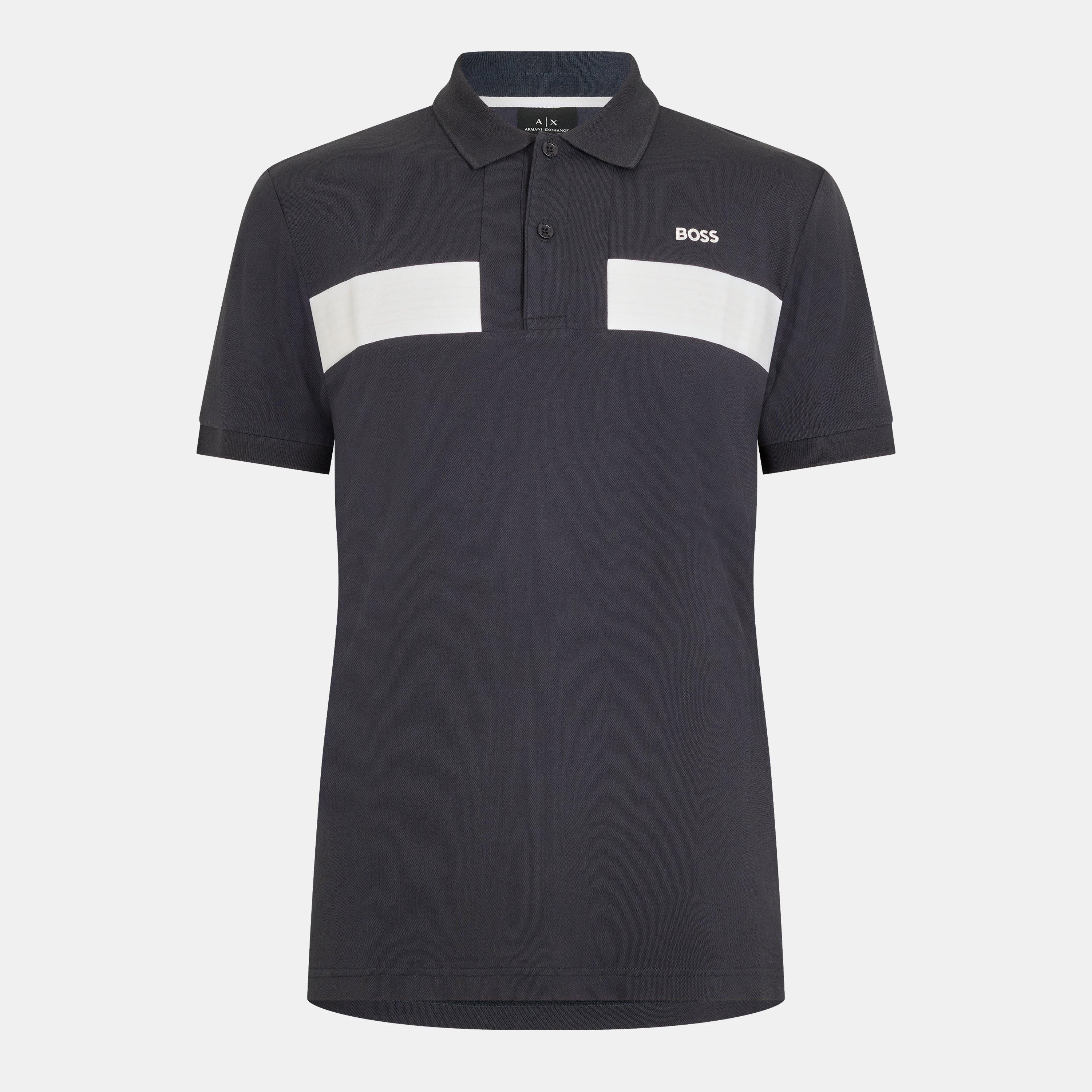 Dark Blue - Boss - Men's HBG Paule 2 Polo Shirt with Striped Detailing - 1