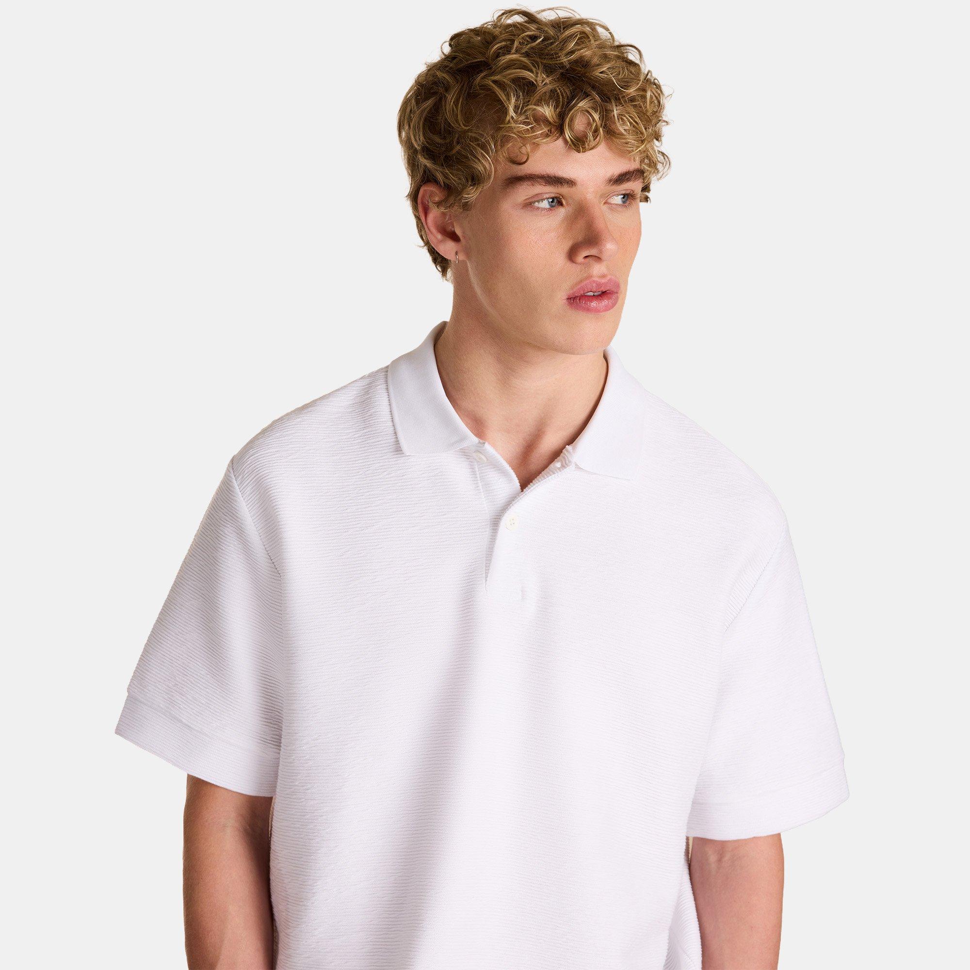 White - Prevu - Men's Ottoman Short Sleeve Polo Shirt - 5