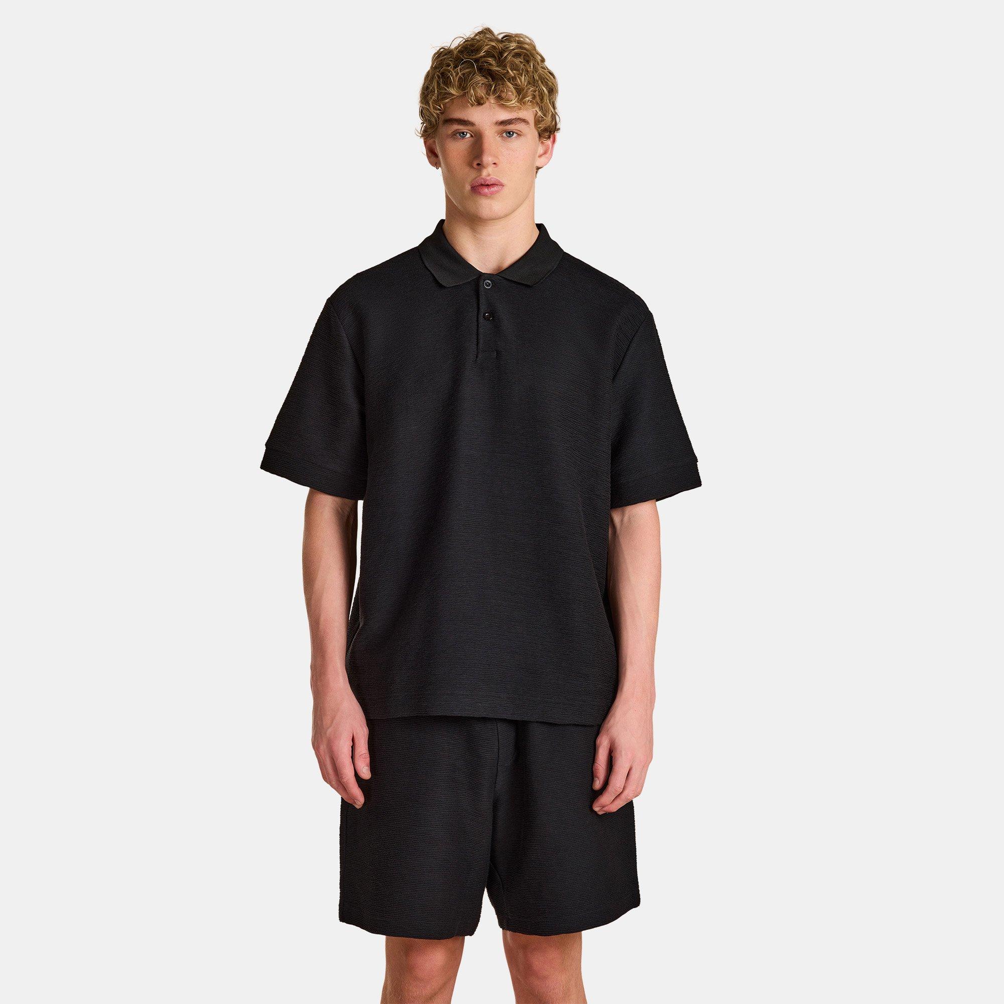 Black - Prevu - Men's Ottoman Short Sleeve Polo Shirt - 3