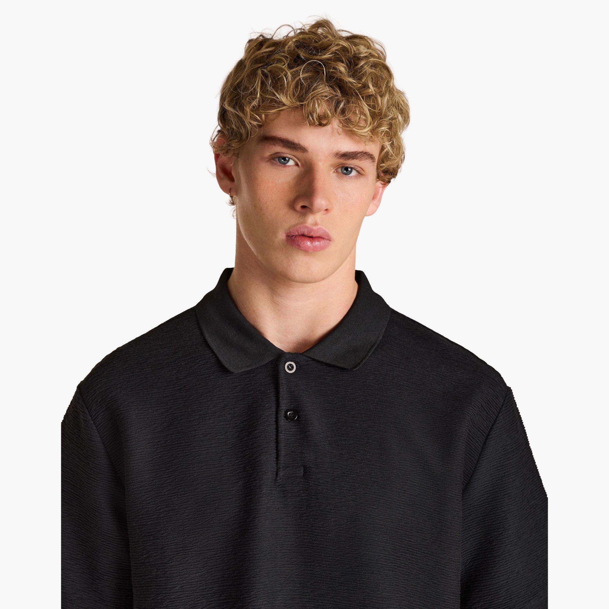 Black - Prevu - Men's Ottoman Short Sleeve Polo Shirt - 5