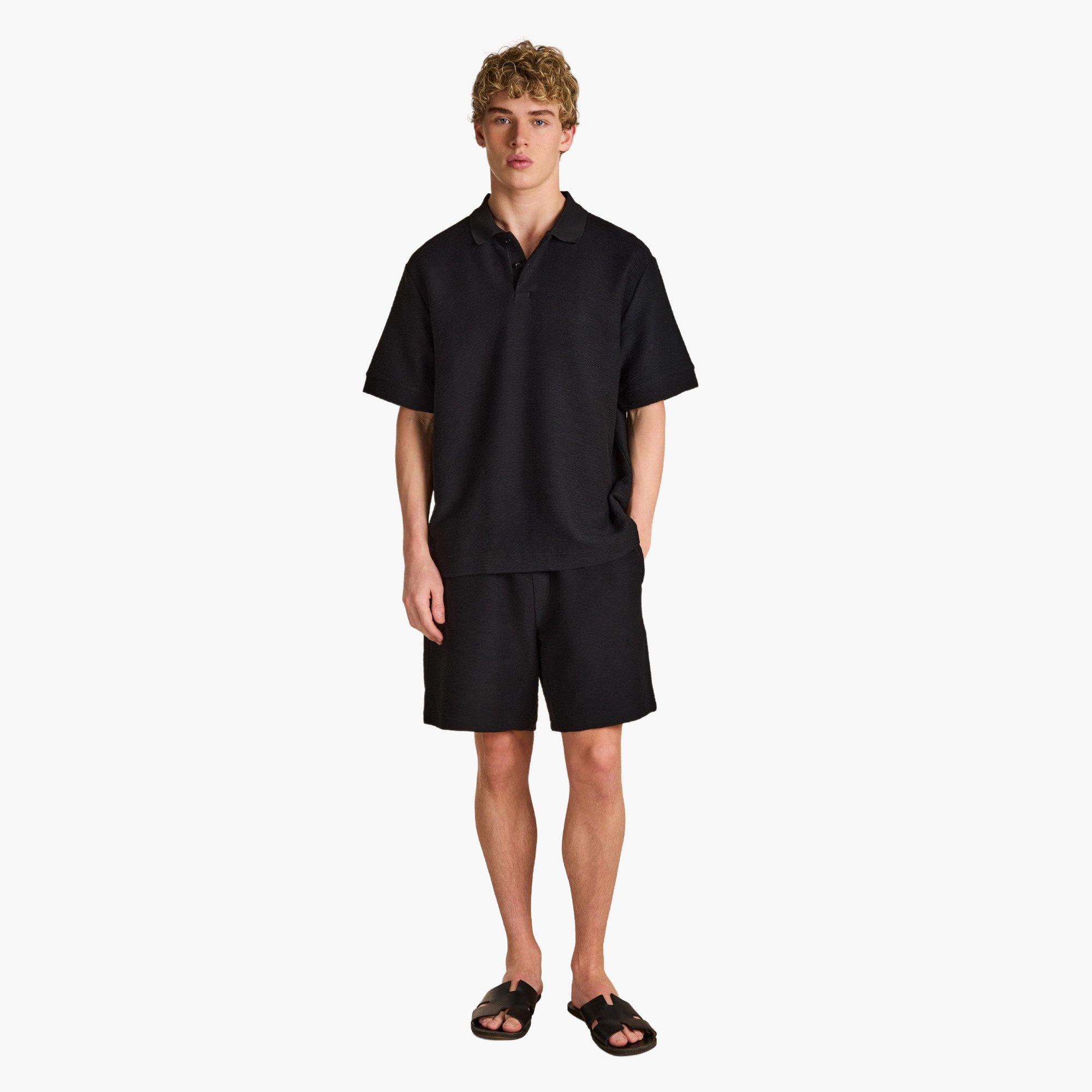 Black - Prevu - Men's Ottoman Short Sleeve Polo Shirt - 6