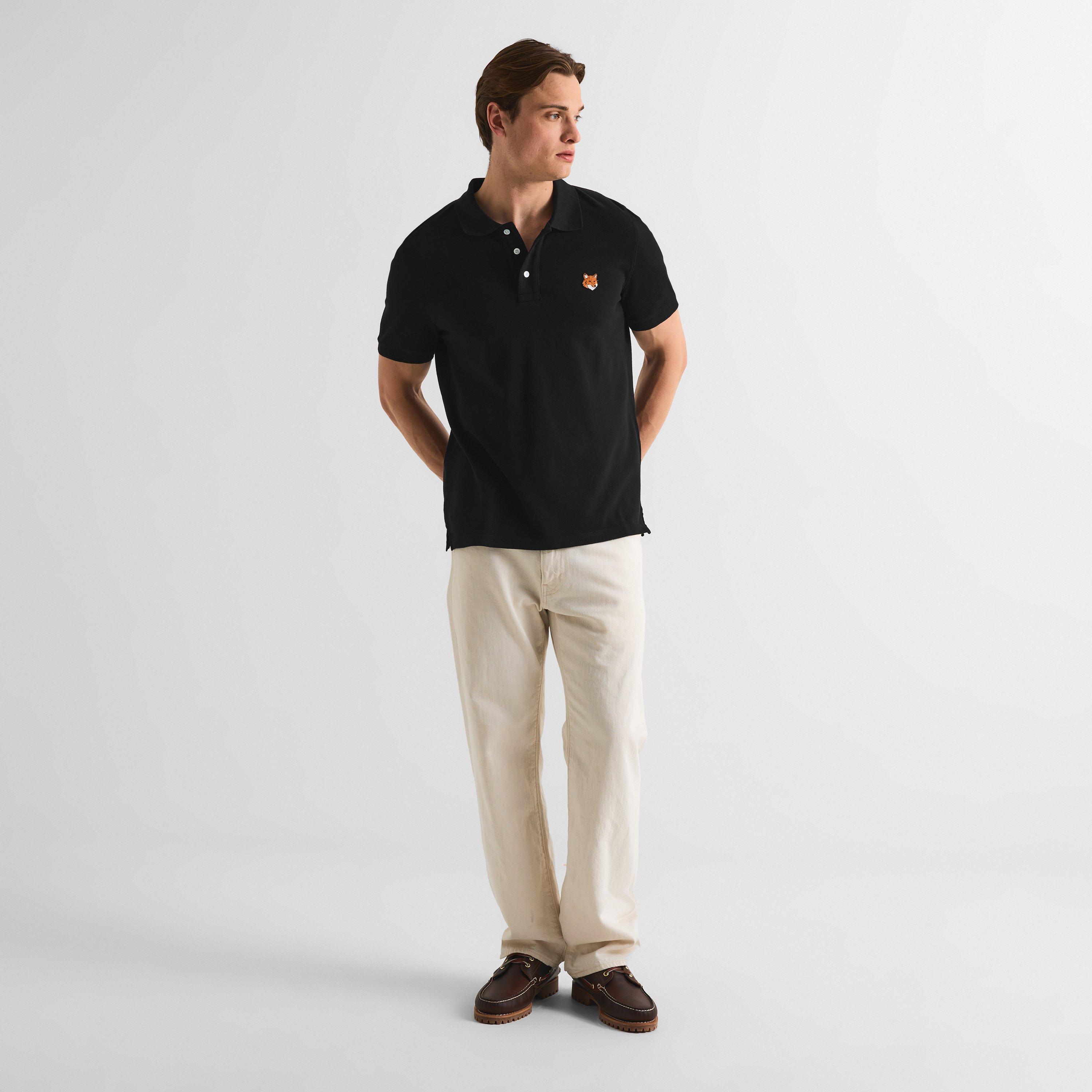 Black - Maison Kitsune - Men's Fox Short Sleeve Polo Shirt - 6