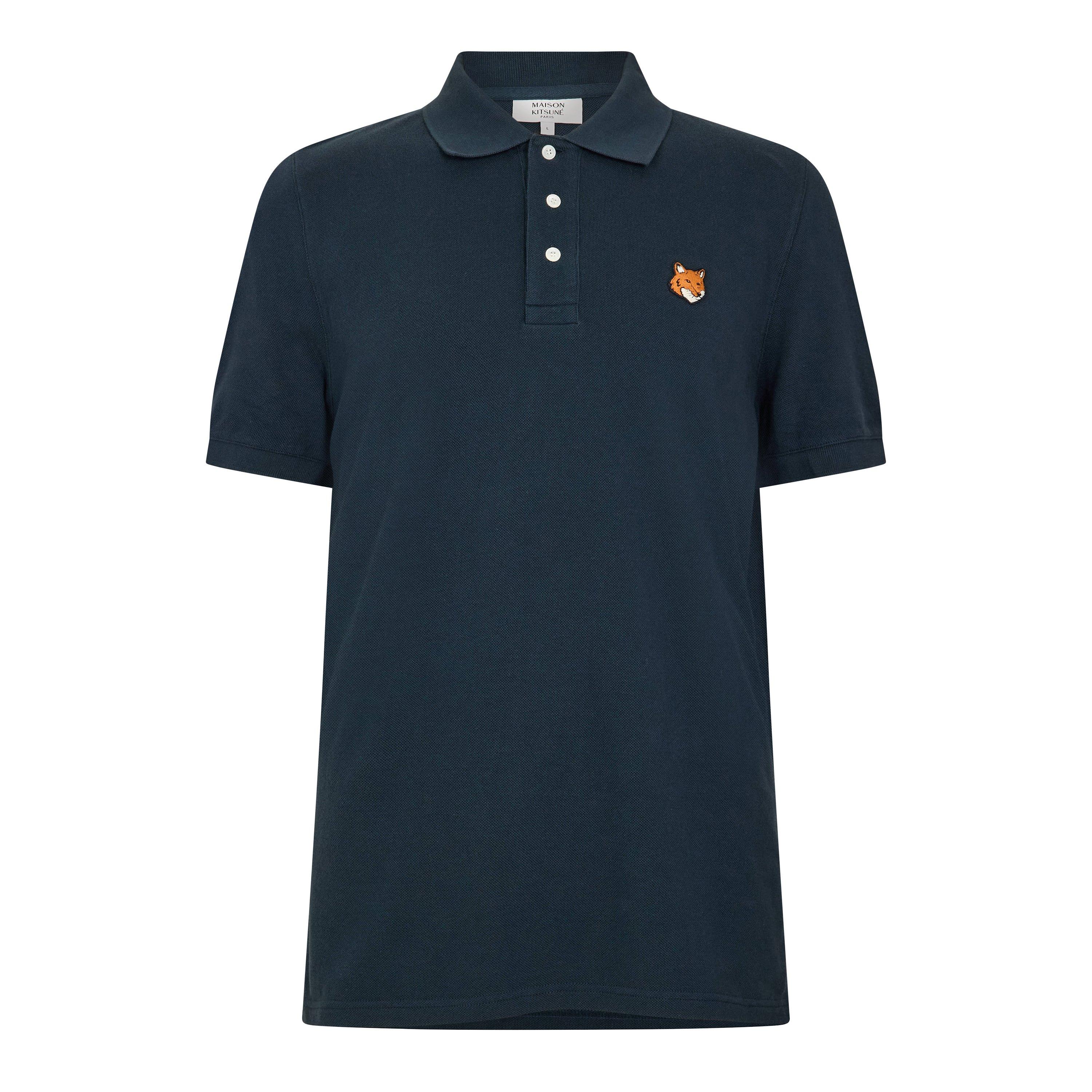 Maison Kitsune Men's Fox Short Sleeve Polo Shirt - Classic Navy - Large
