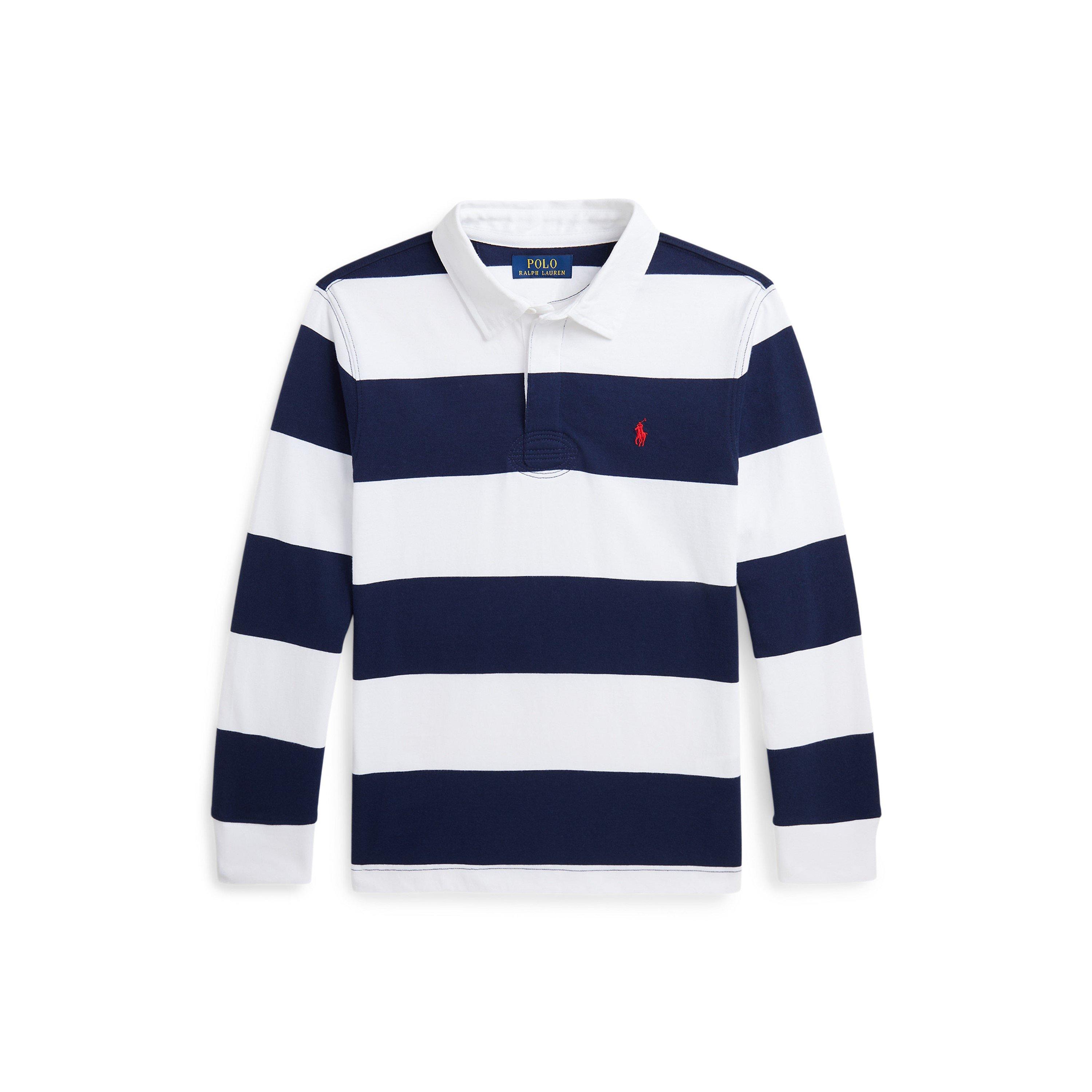 White/Navy - Polo Ralph Lauren - Kids' LS Rugby Polo Long Sleeve Shirt - 1
