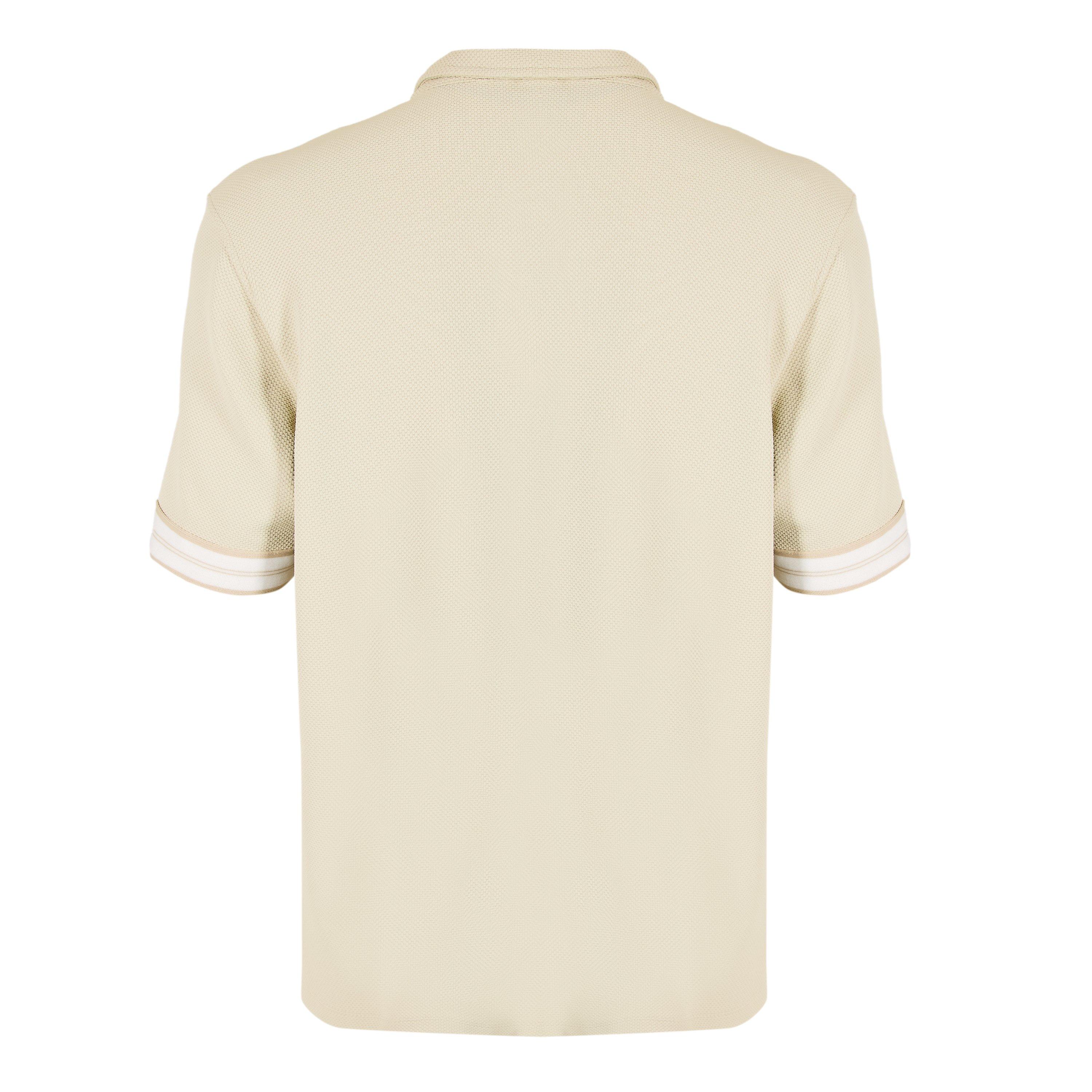 Beige - CAPO - Men's Textured Short Sleeve Polo Shirt - 2