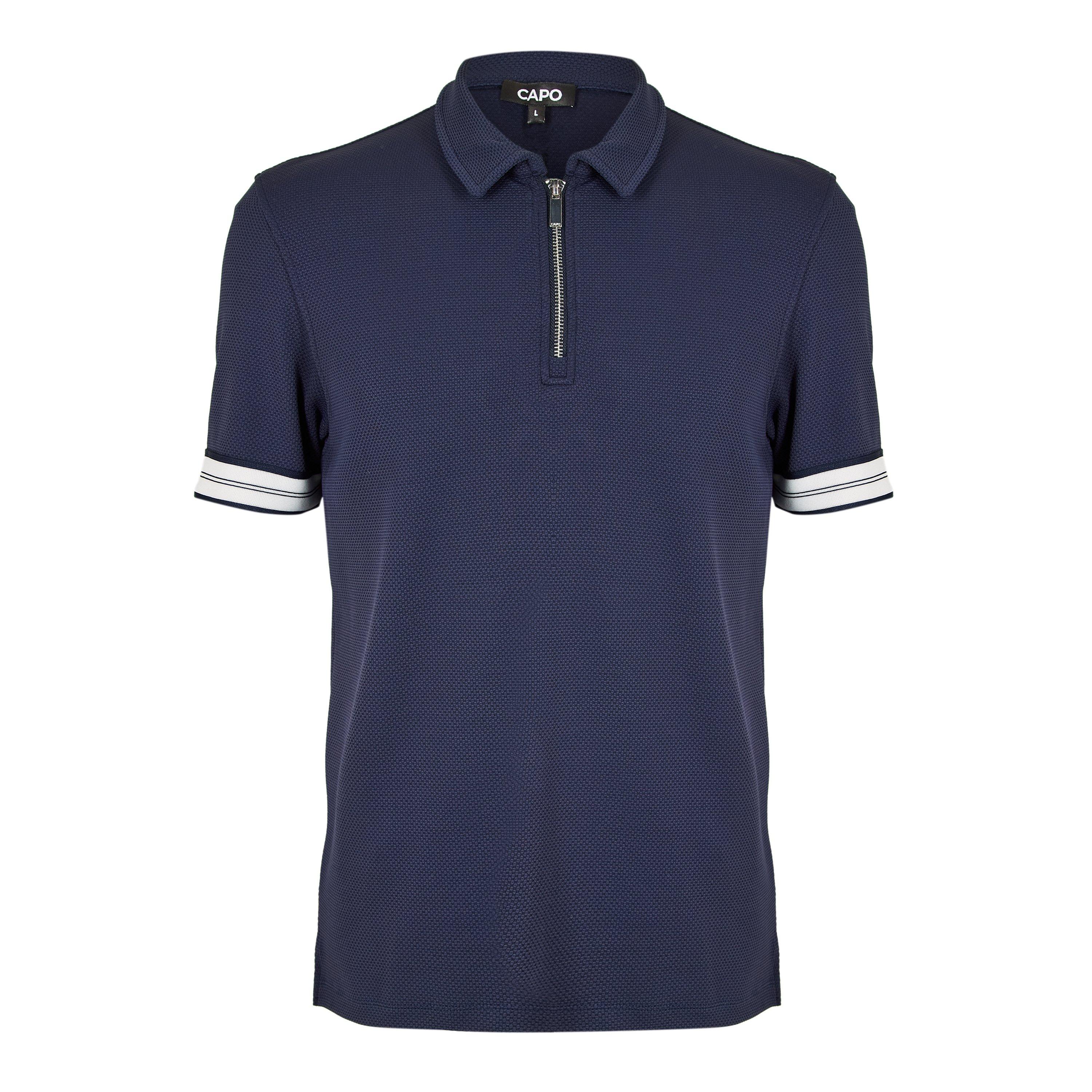 Men's Textured Short Sleeve Polo Shirt