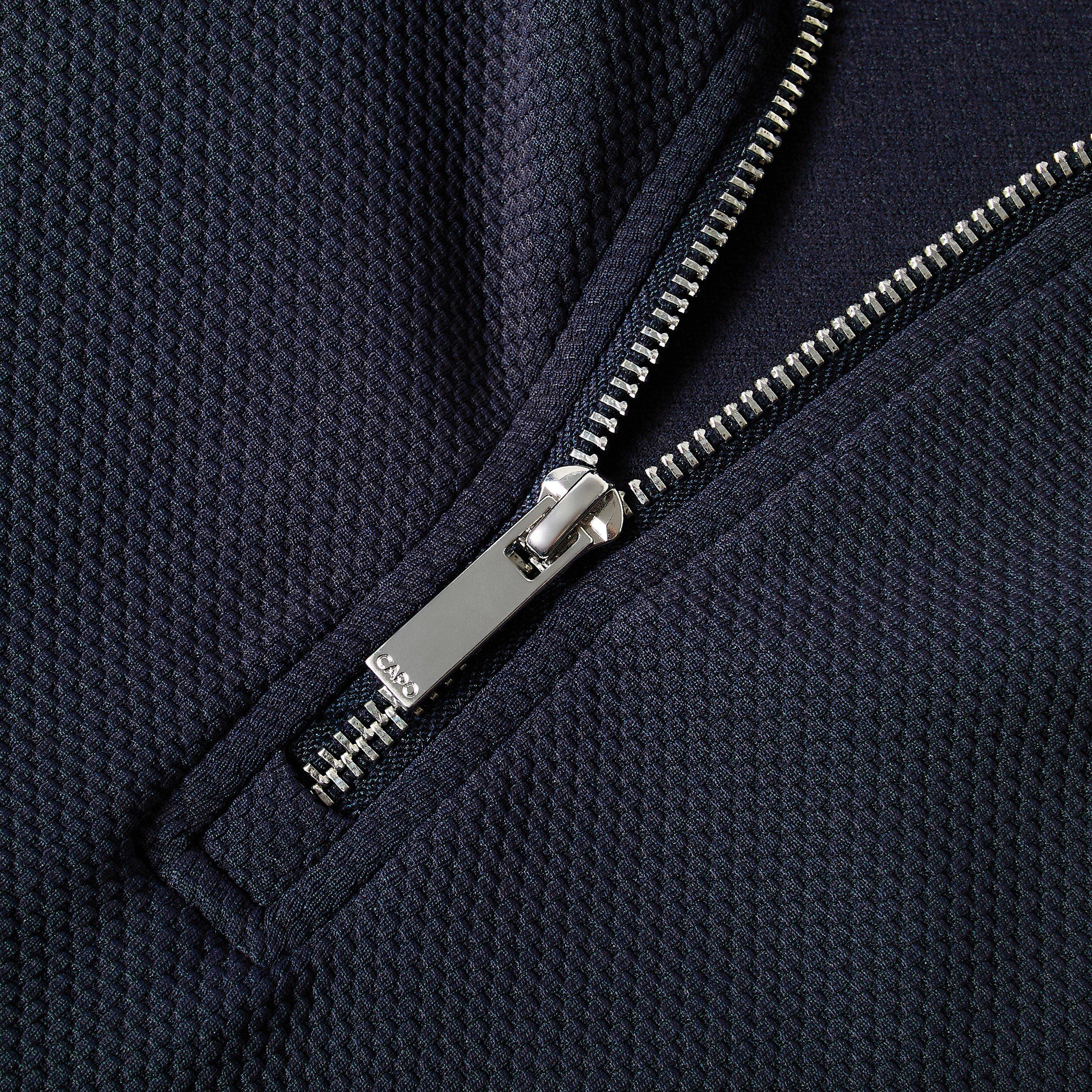 Navy - CAPO - Men's Textured Short Sleeve Polo Shirt - 5
