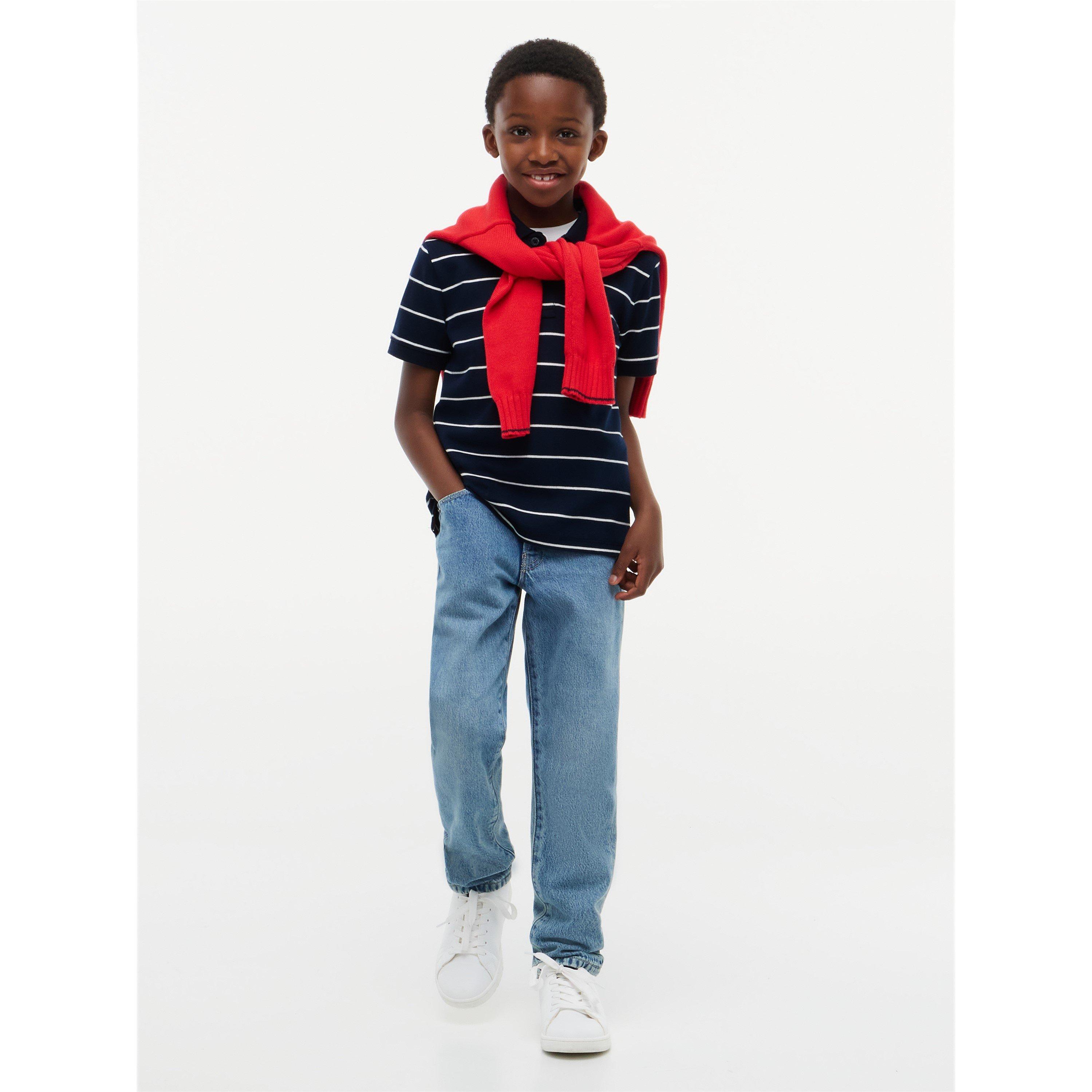 Blue/ White 0A4 - Tommy Hilfiger - Kids' Logo Cotton Short-Sleeve Polo - 3