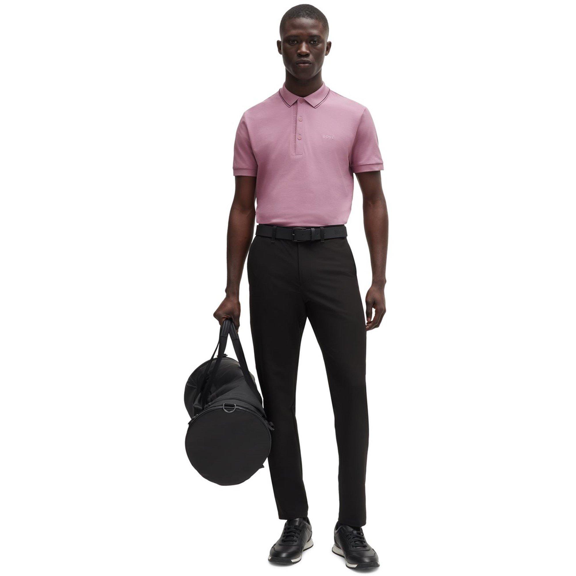 Light Purple - Boss - Mens BOSS GREEN Performance Premium Polo Shirt - 3