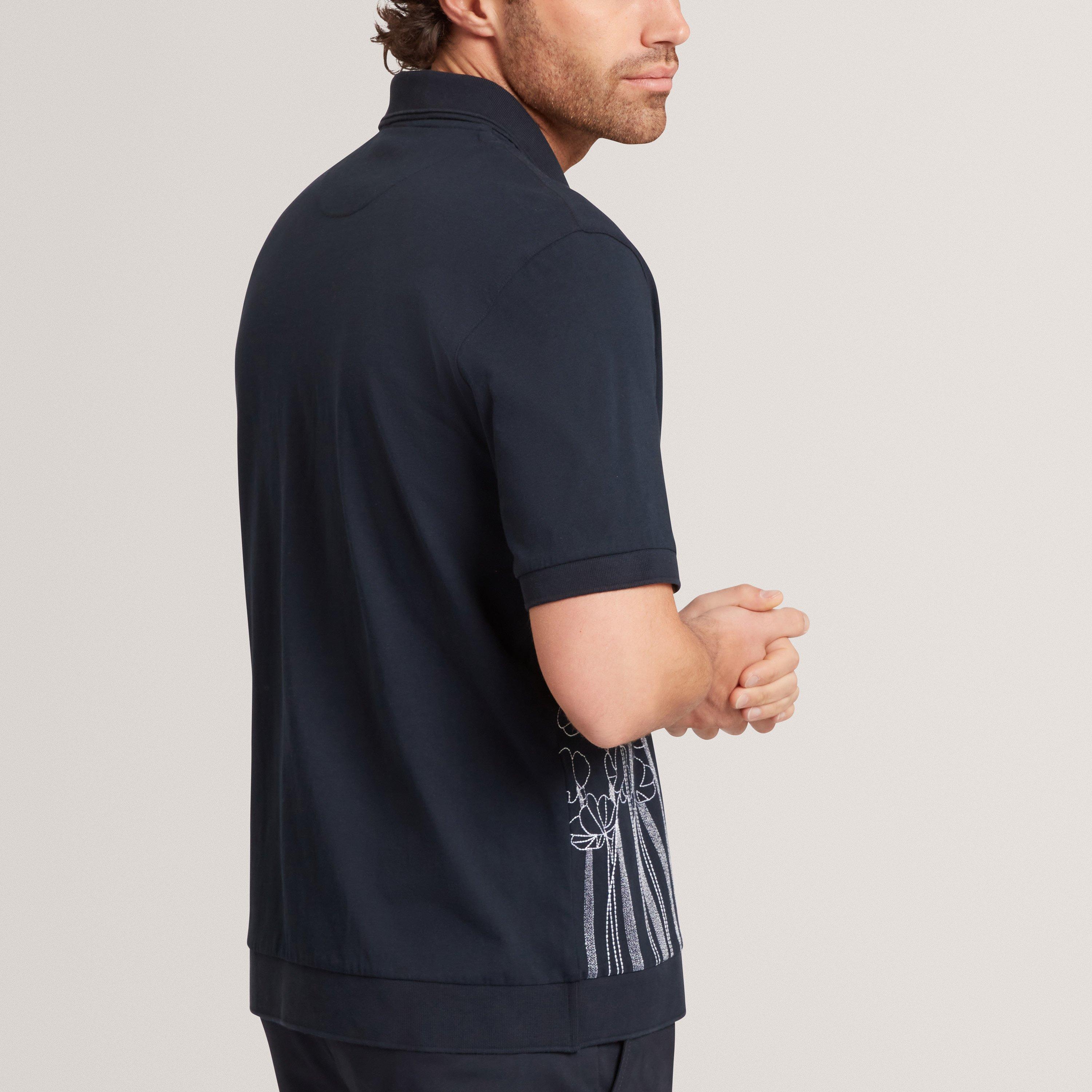 NAVY - Ted Baker - Men's SS Floral Short Sleeve Polo Shirt - 3