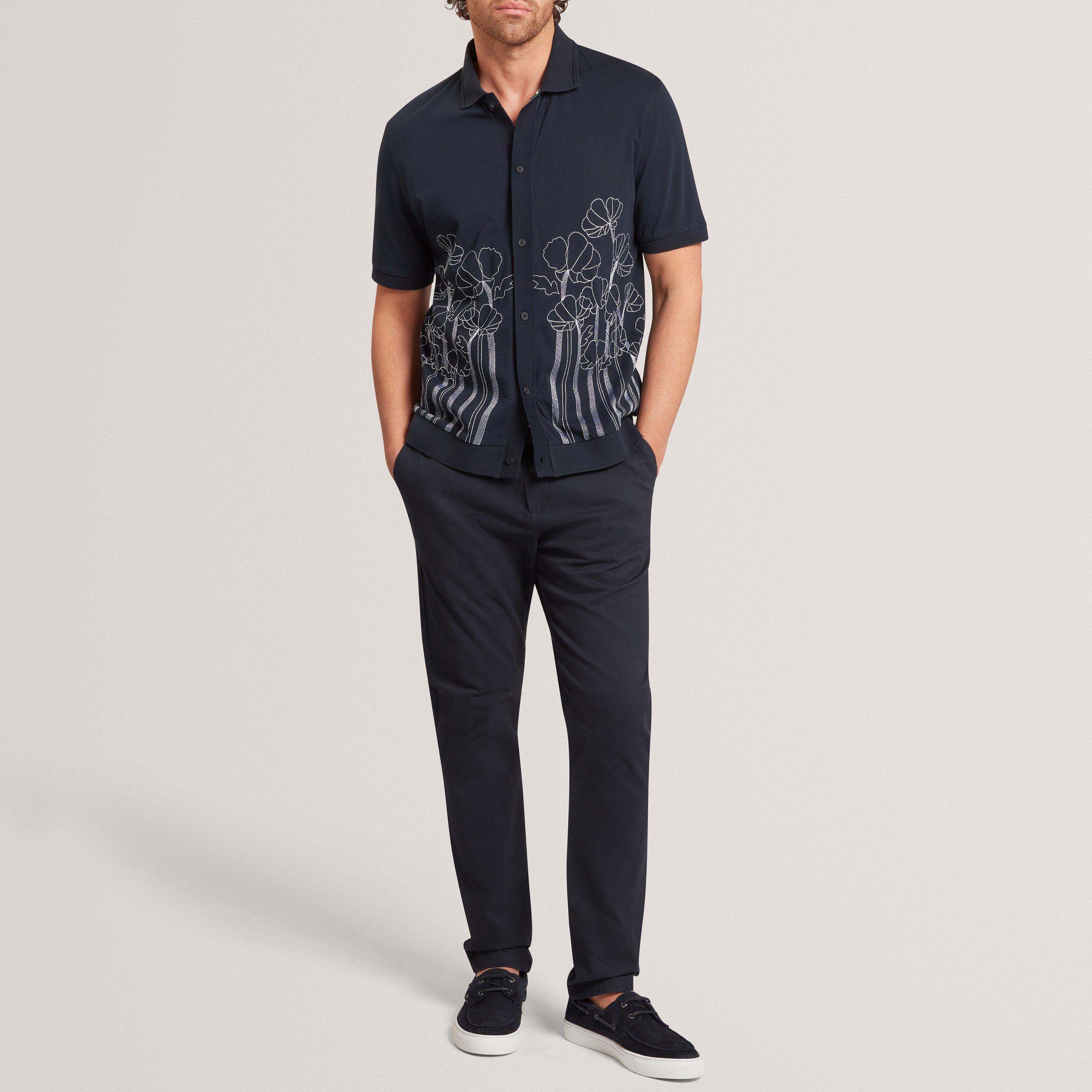 NAVY - Ted Baker - Men's SS Floral Short Sleeve Polo Shirt - 5