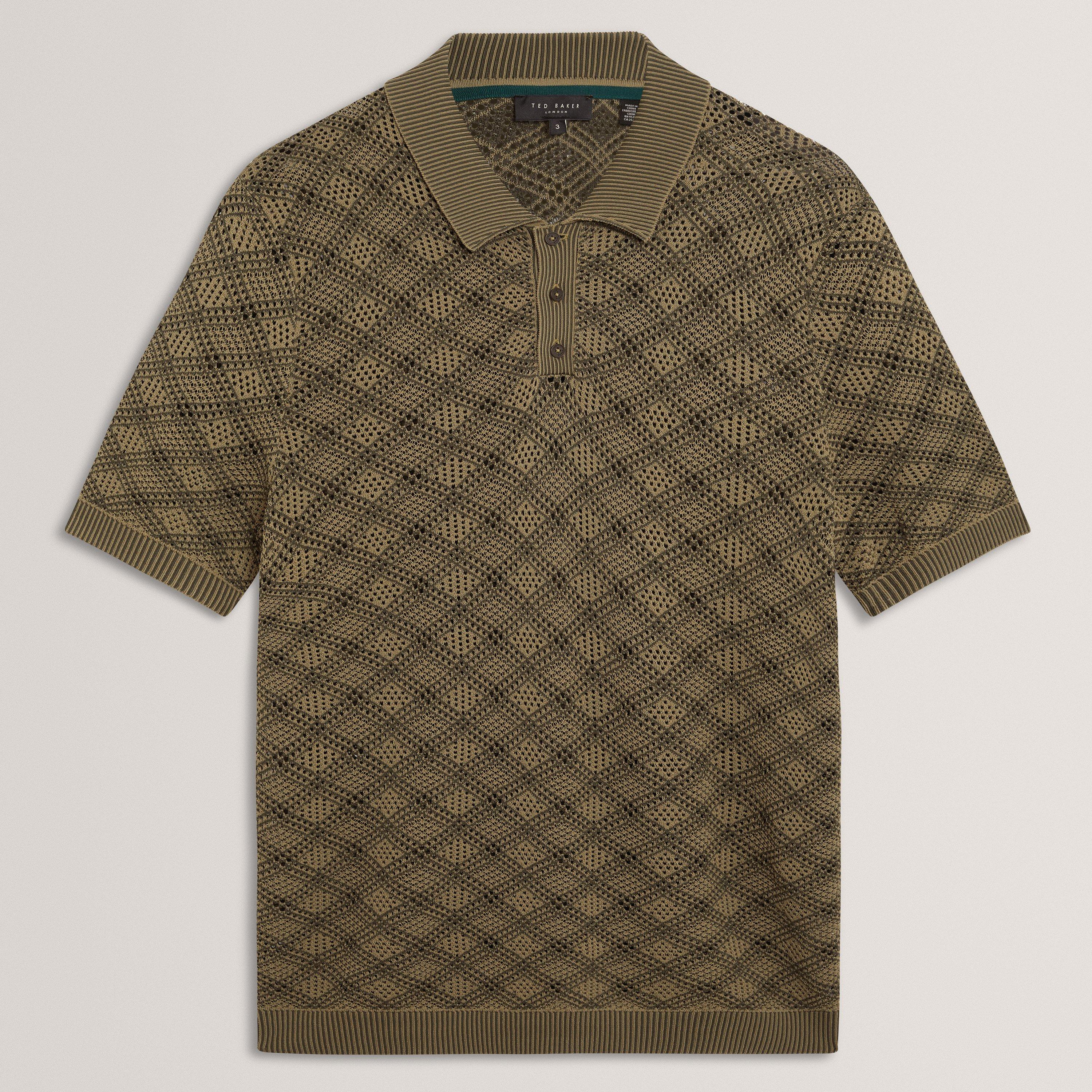 KHAKI - Ted Baker - Men's SS Geo Short Sleeve Polo Shirt - 1