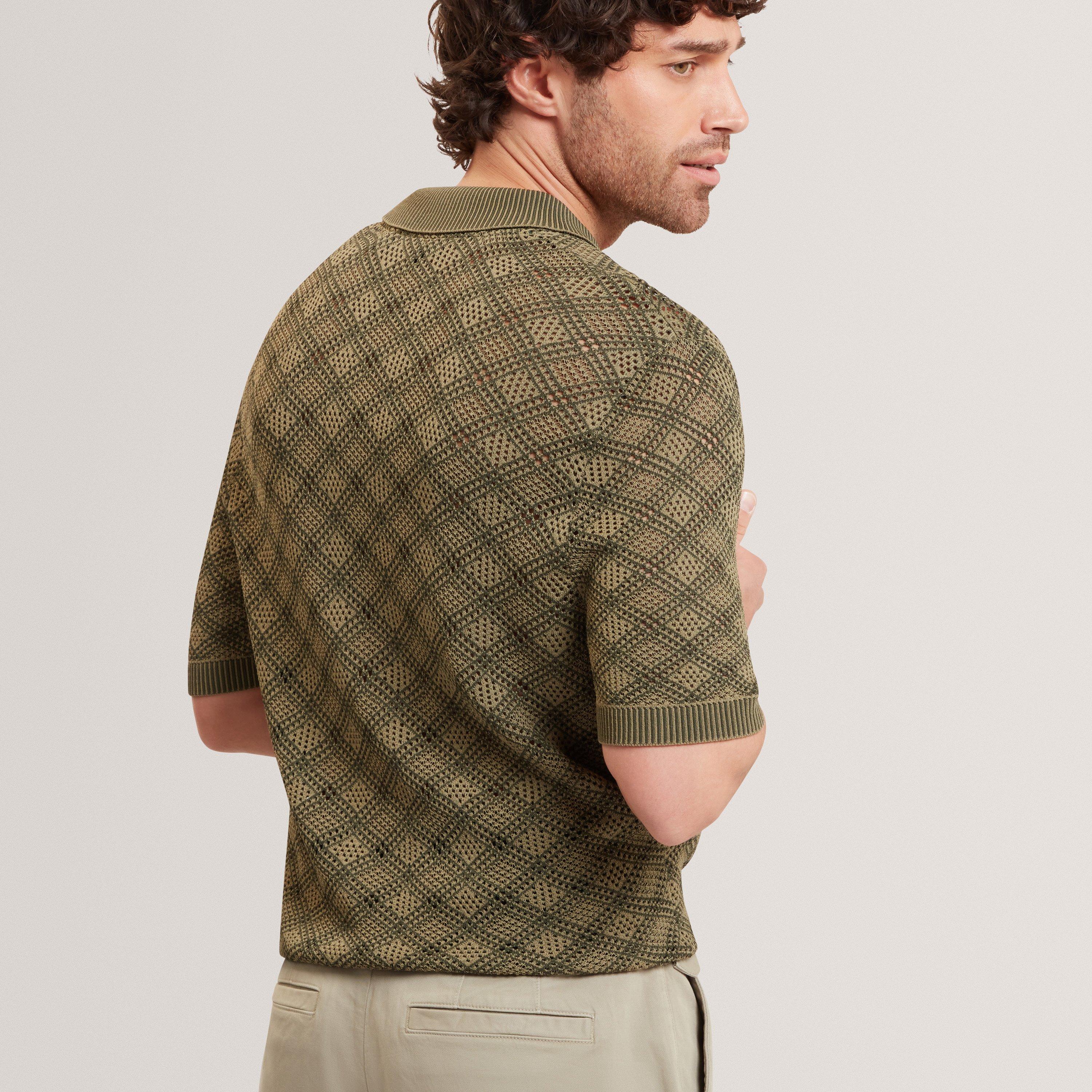 KHAKI - Ted Baker - Men's SS Geo Short Sleeve Polo Shirt - 3