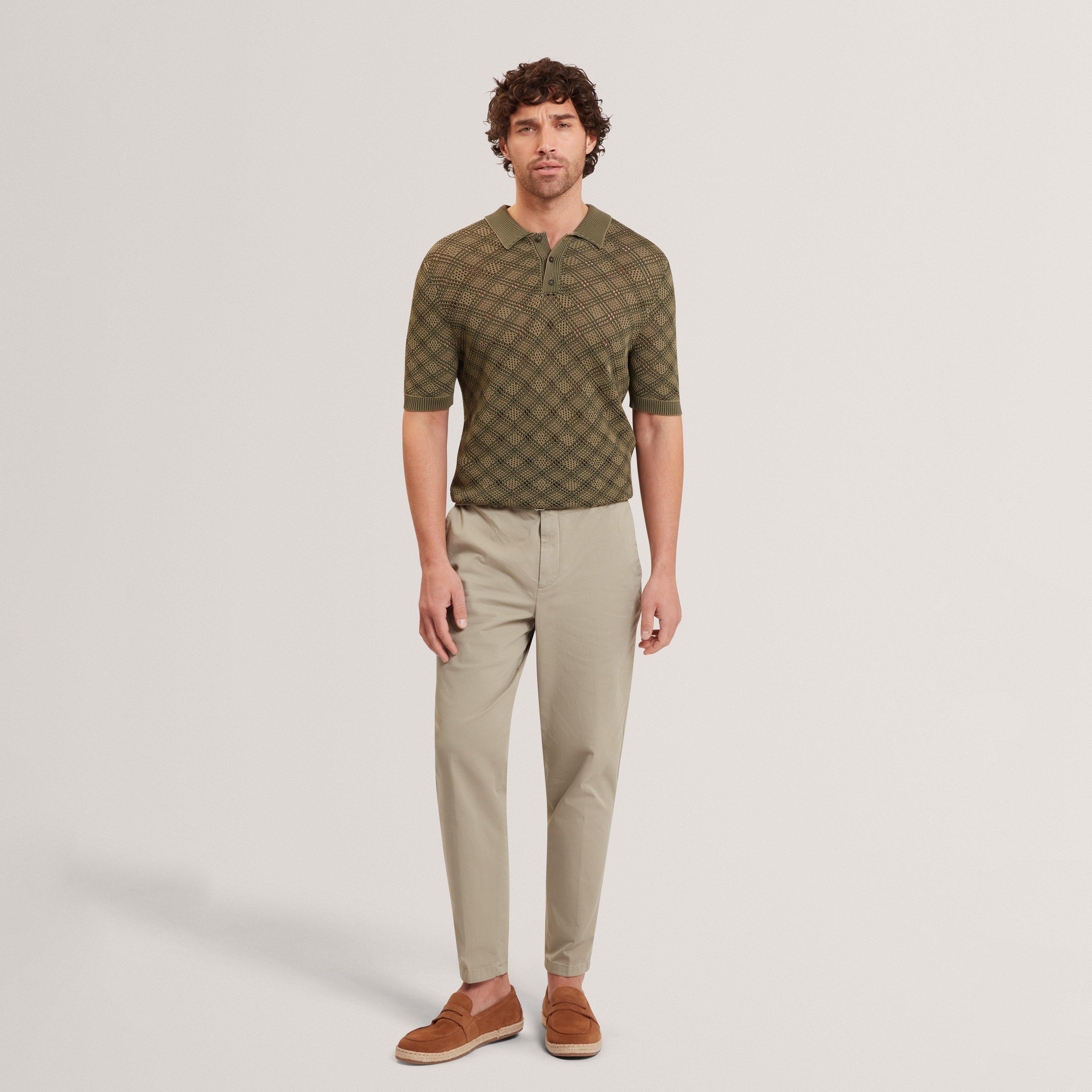 KHAKI - Ted Baker - Men's SS Geo Short Sleeve Polo Shirt - 5