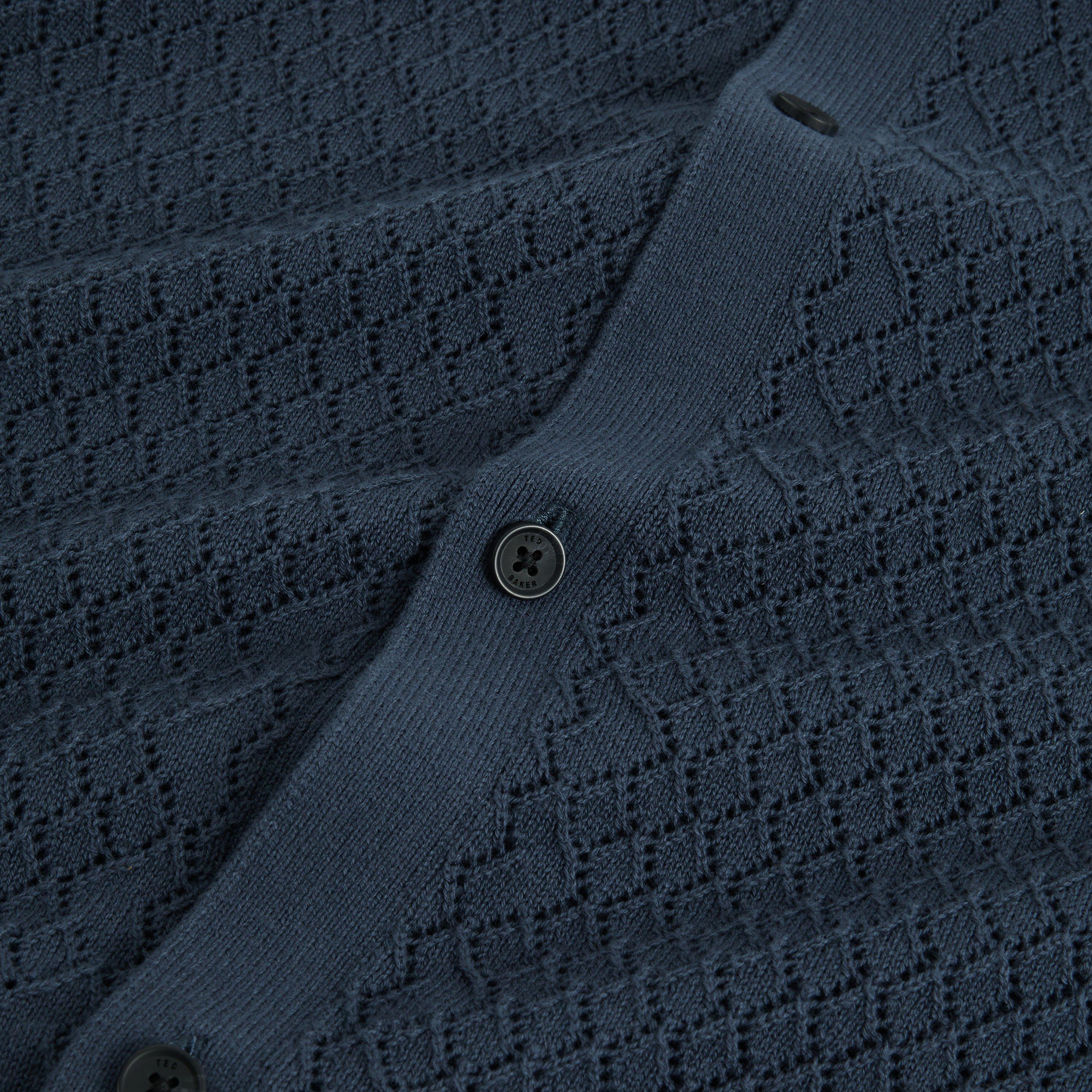 MID-NAVY - Ted Baker - Men's SS Crochet Short Sleeve Polo Shirt - 4