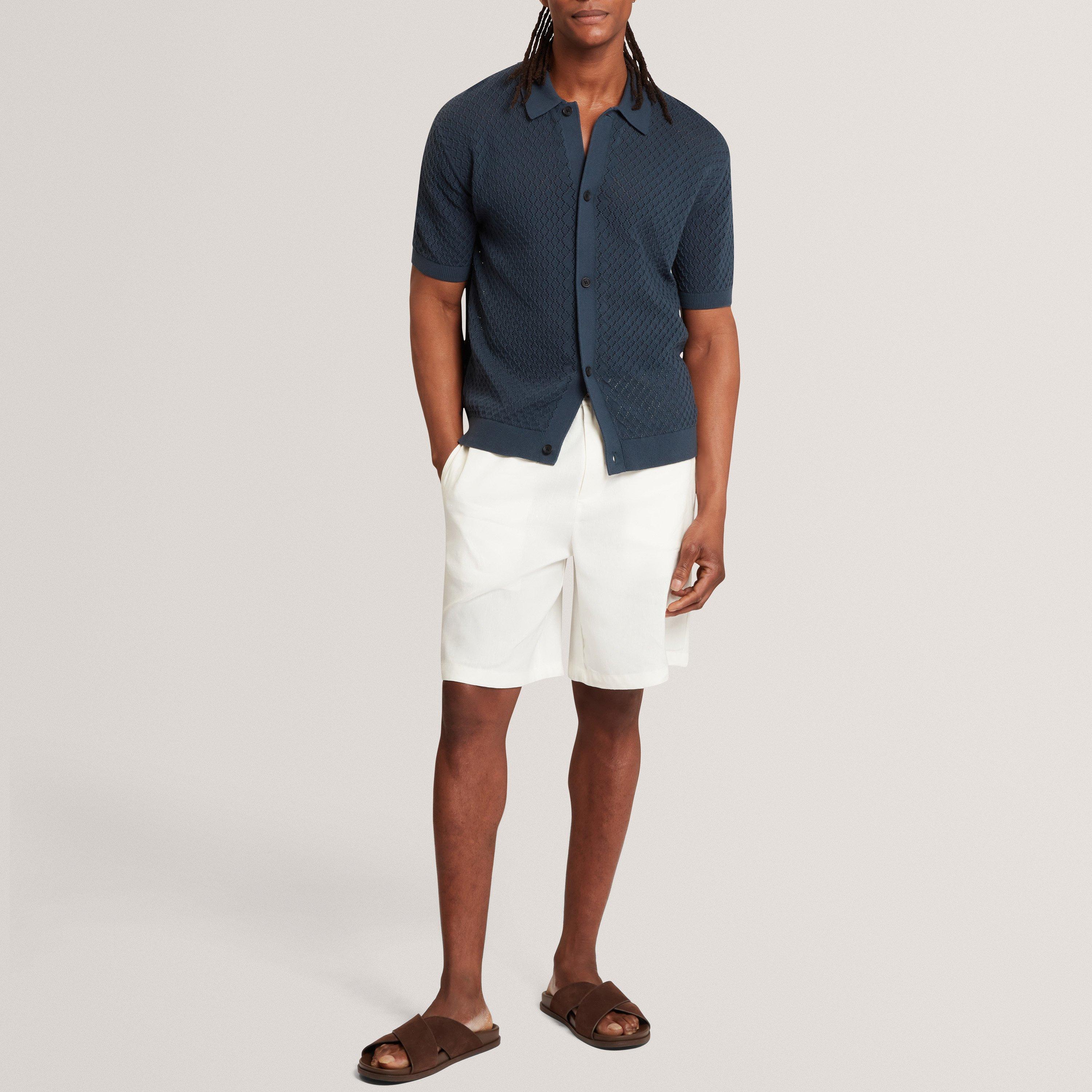 MID-NAVY - Ted Baker - Men's SS Crochet Short Sleeve Polo Shirt - 5