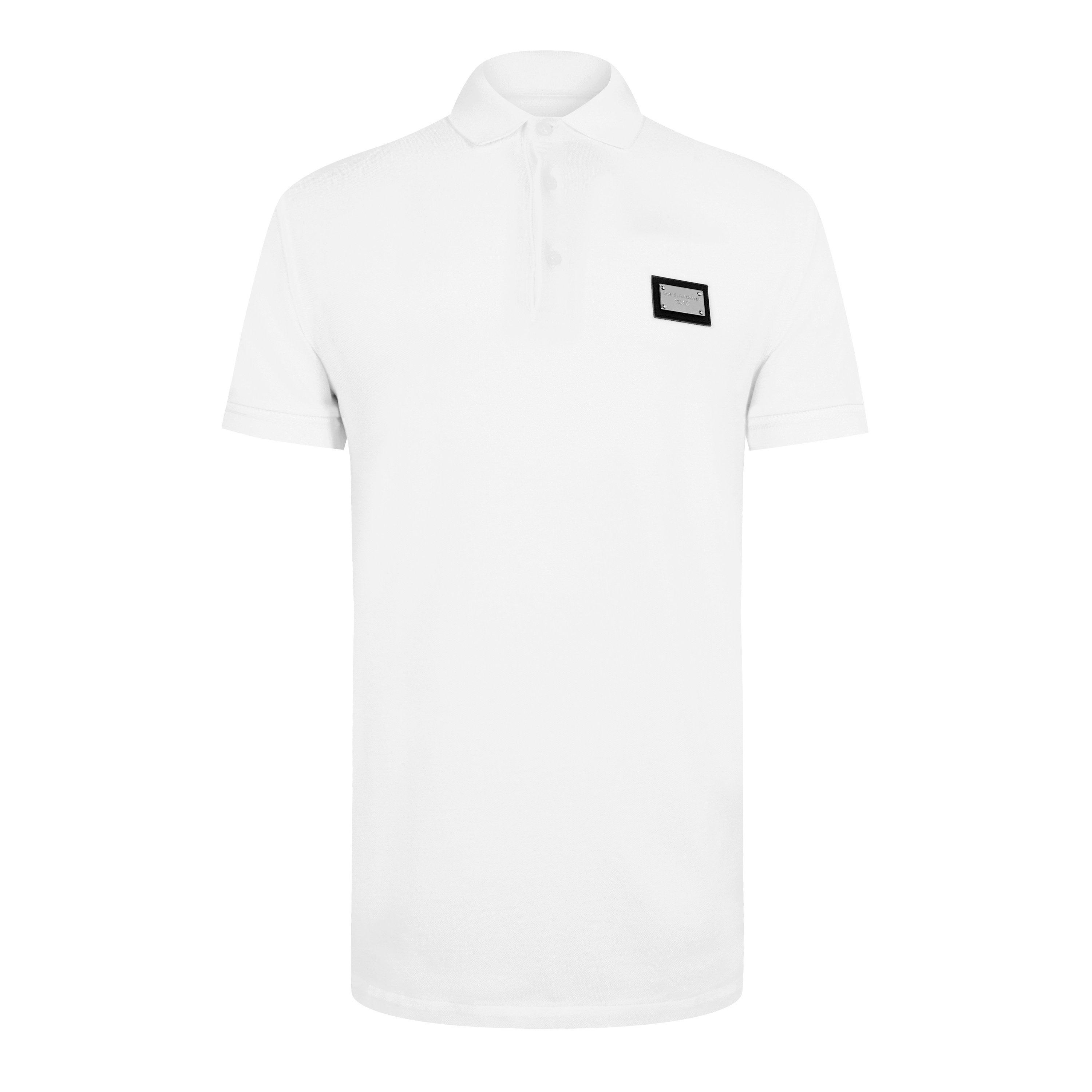 White - Dolce and Gabbana - Men's Plain Piqué Cotton Polo Shirt - 5