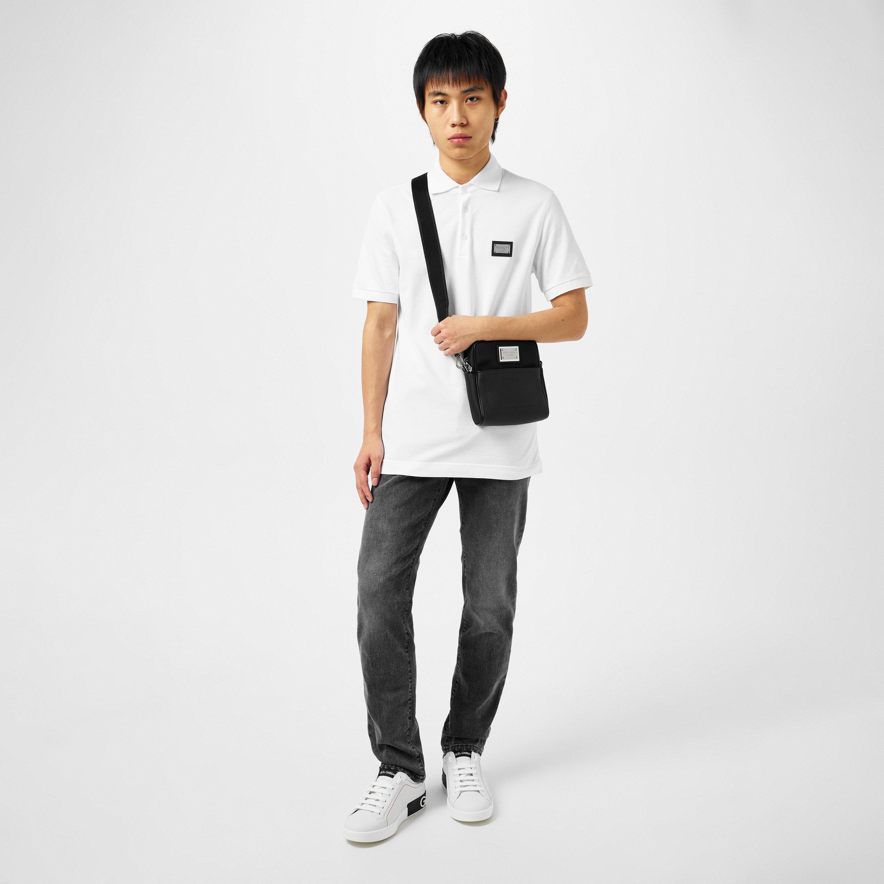 White - Dolce and Gabbana - Men's Plain Piqué Cotton Polo Shirt - 4