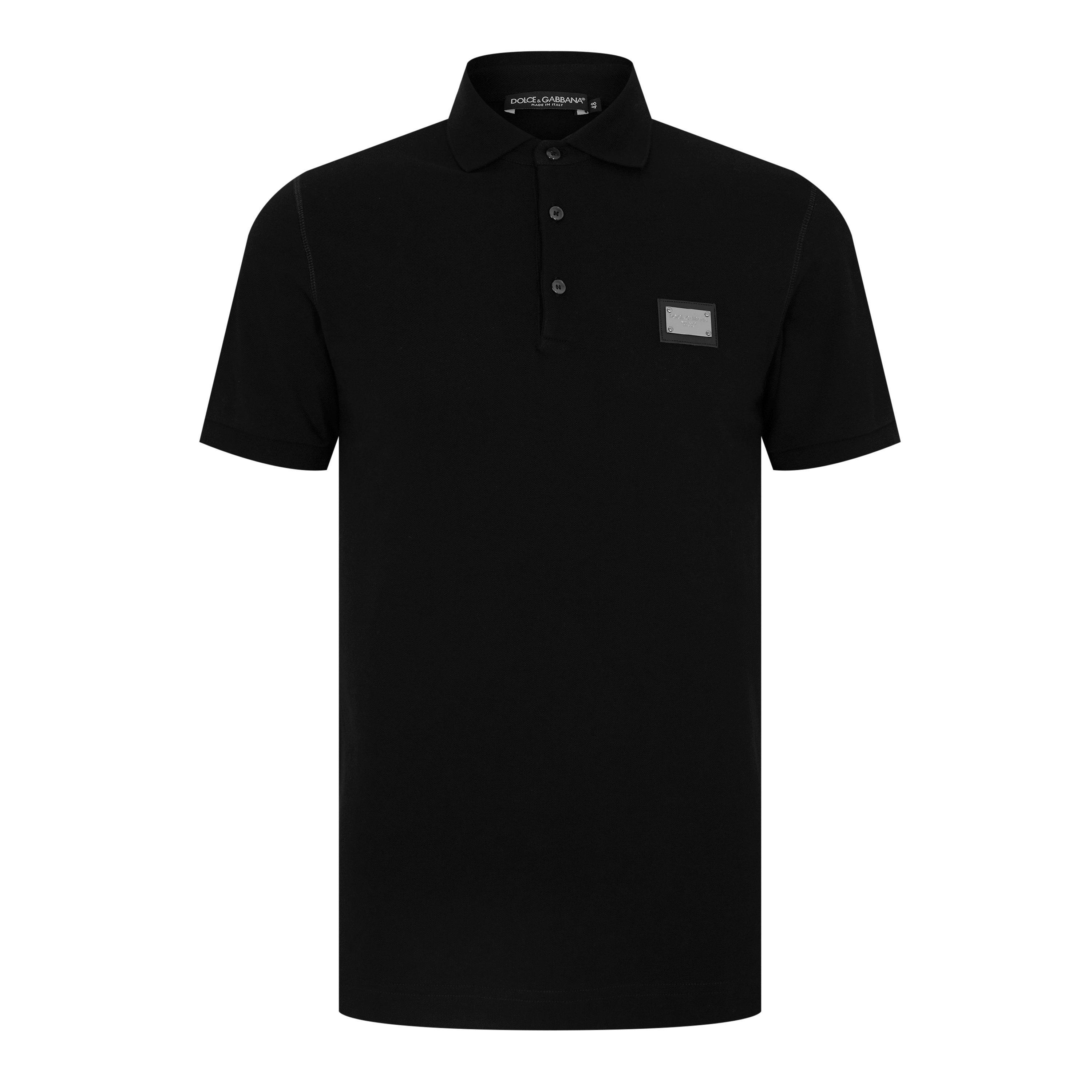 Black - Dolce and Gabbana - Men's Plain Piqué Cotton Polo Shirt - 7