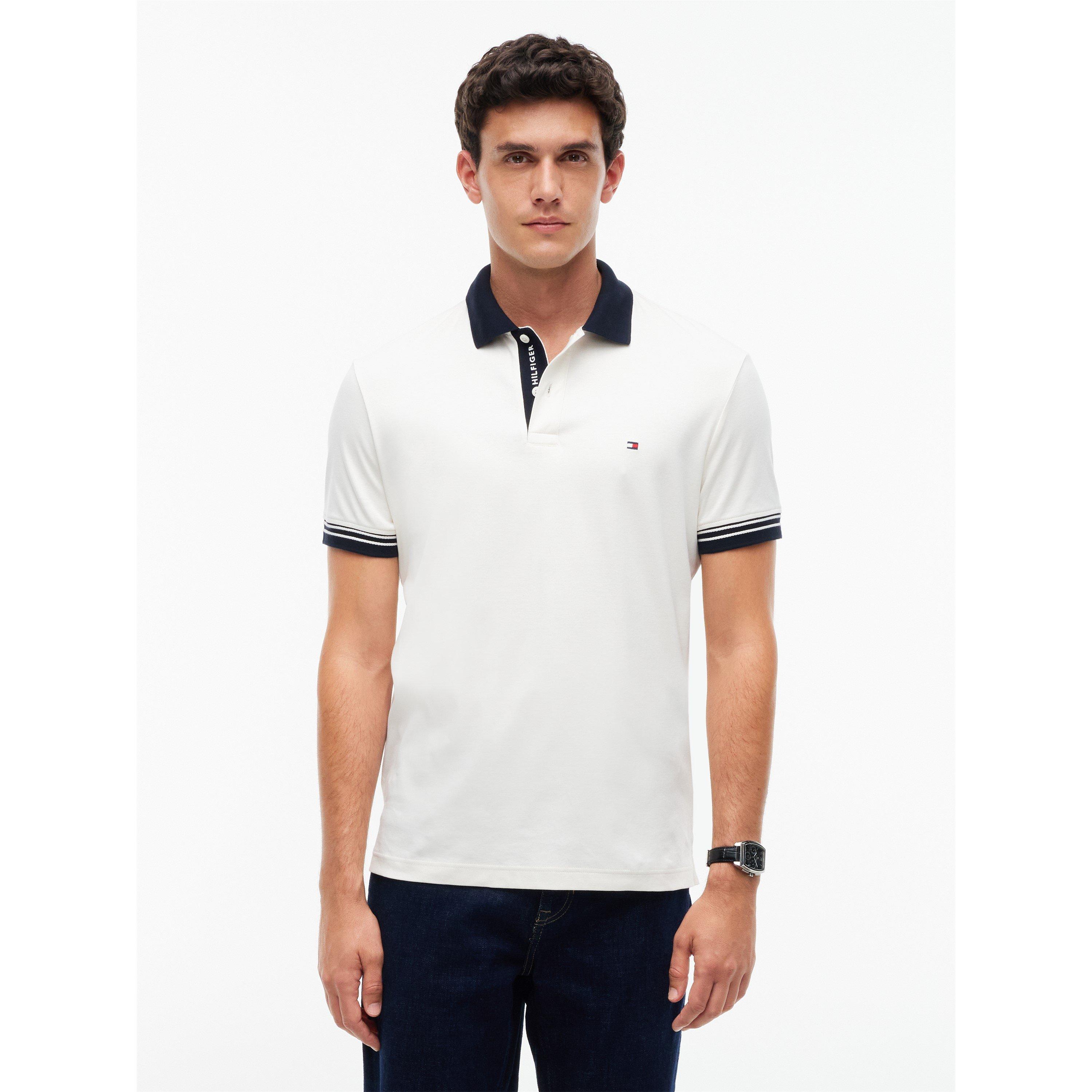 Ivory Petal - Tommy Hilfiger - Men's Placket Cotton Short-Sleeve Polo - 2