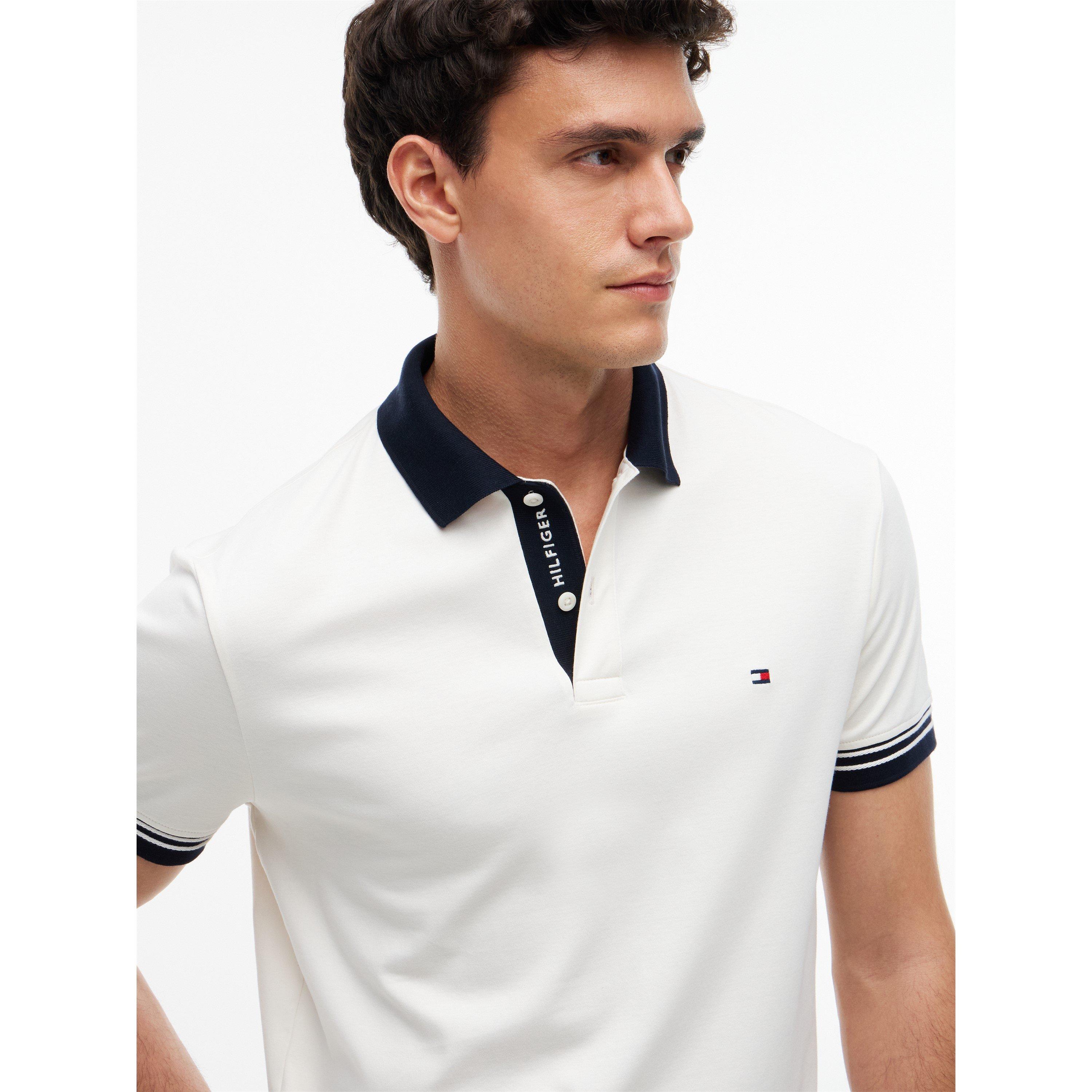 Ivory Petal - Tommy Hilfiger - Men's Placket Cotton Short-Sleeve Polo - 4