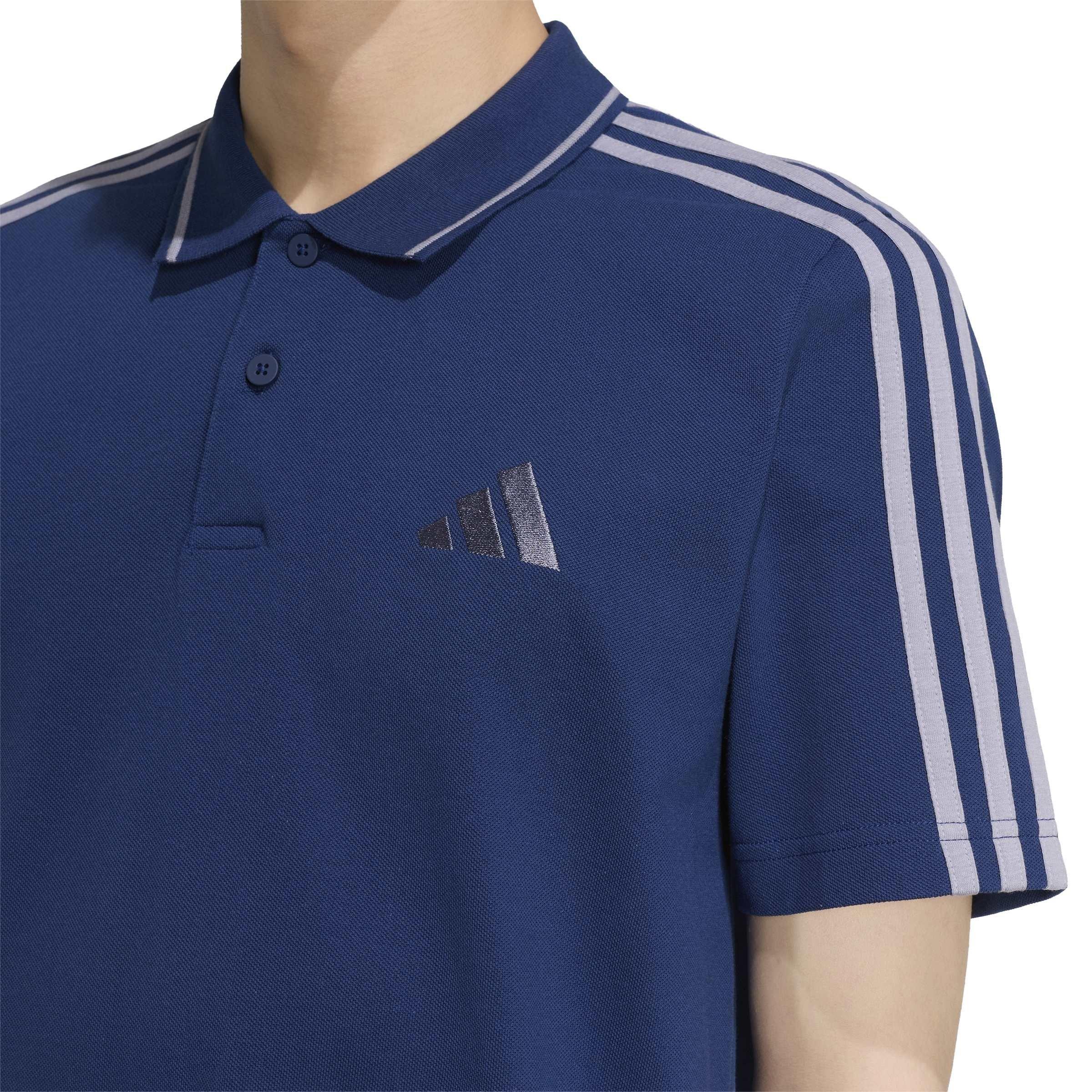 Marine/Blanc - adidas - Essentials Mens Cotton 3-Stripes Polo Shirt - 4