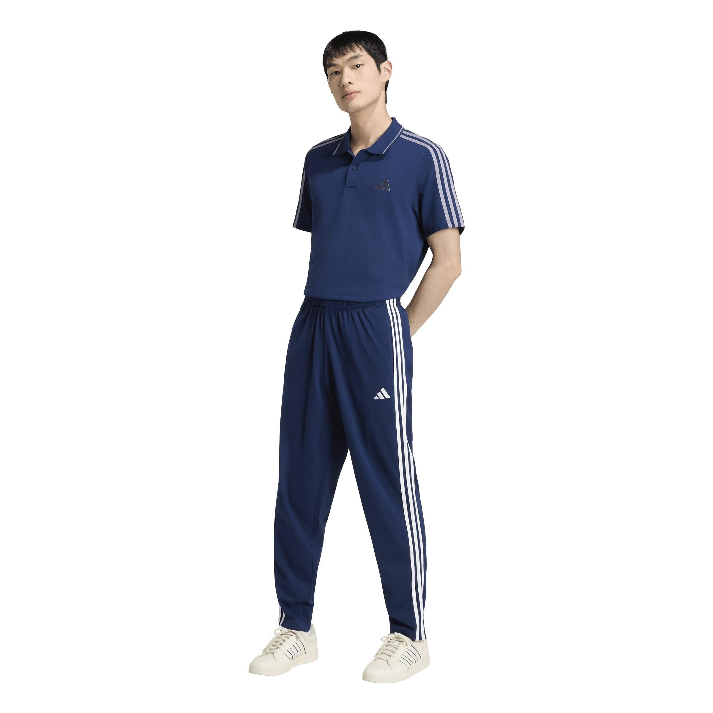 Marine/Blanc - adidas - Essentials Mens Cotton 3-Stripes Polo Shirt - 6