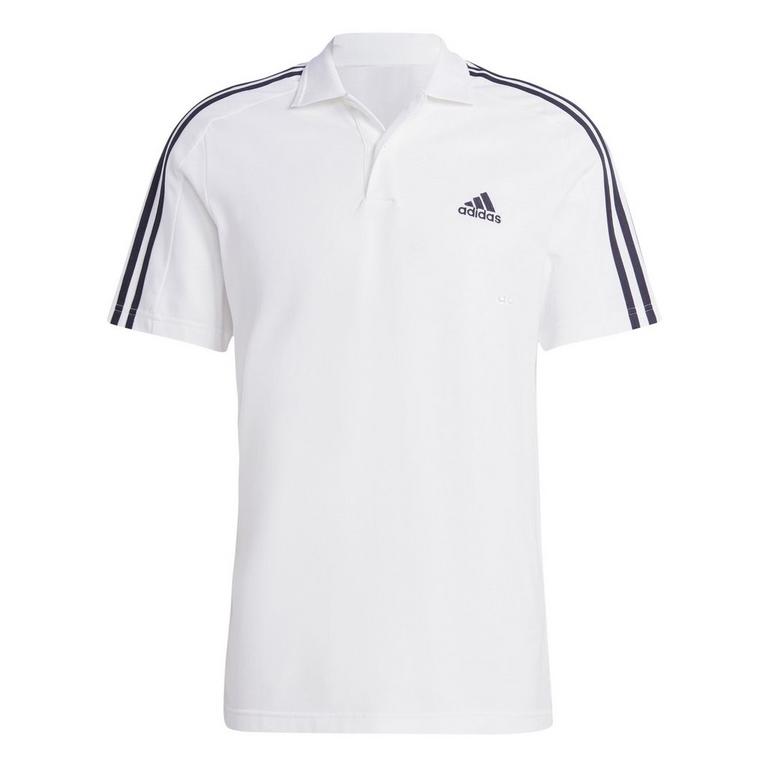 Blanc/Noir - adidas - Mens Cotton 3-Stripes Polo Shirt - 1