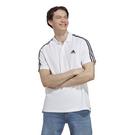 Blanc/Noir - adidas - Mens Cotton 3-Stripes Polo Shirt - 2