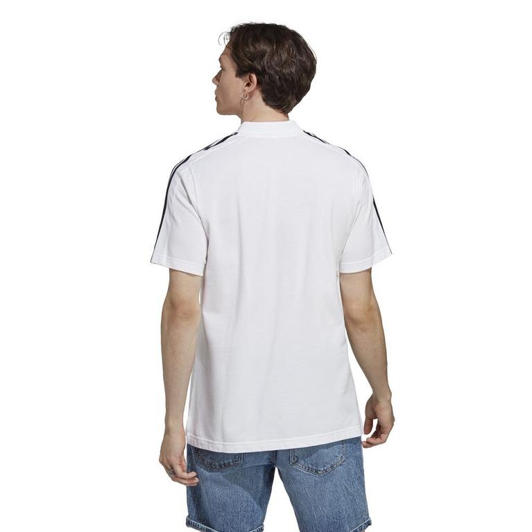 Blanc/Noir - adidas - Mens Cotton 3-Stripes Polo Shirt - 3