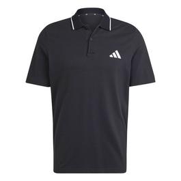 adidas Stradivarius ribbed polo with zip set in white