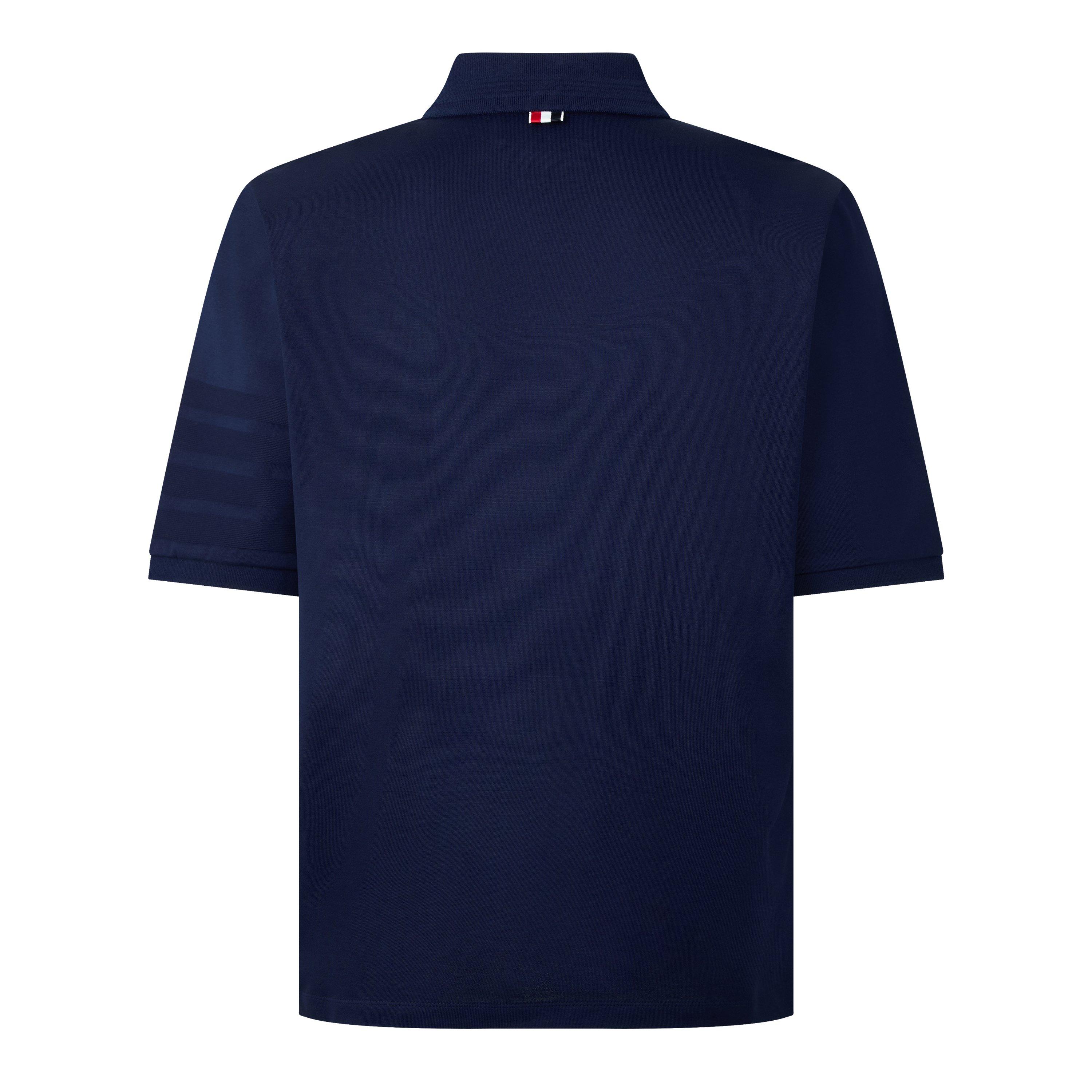 Navy - Thom Browne - TB SS 4Bar Rib Polo Sn63 - 2