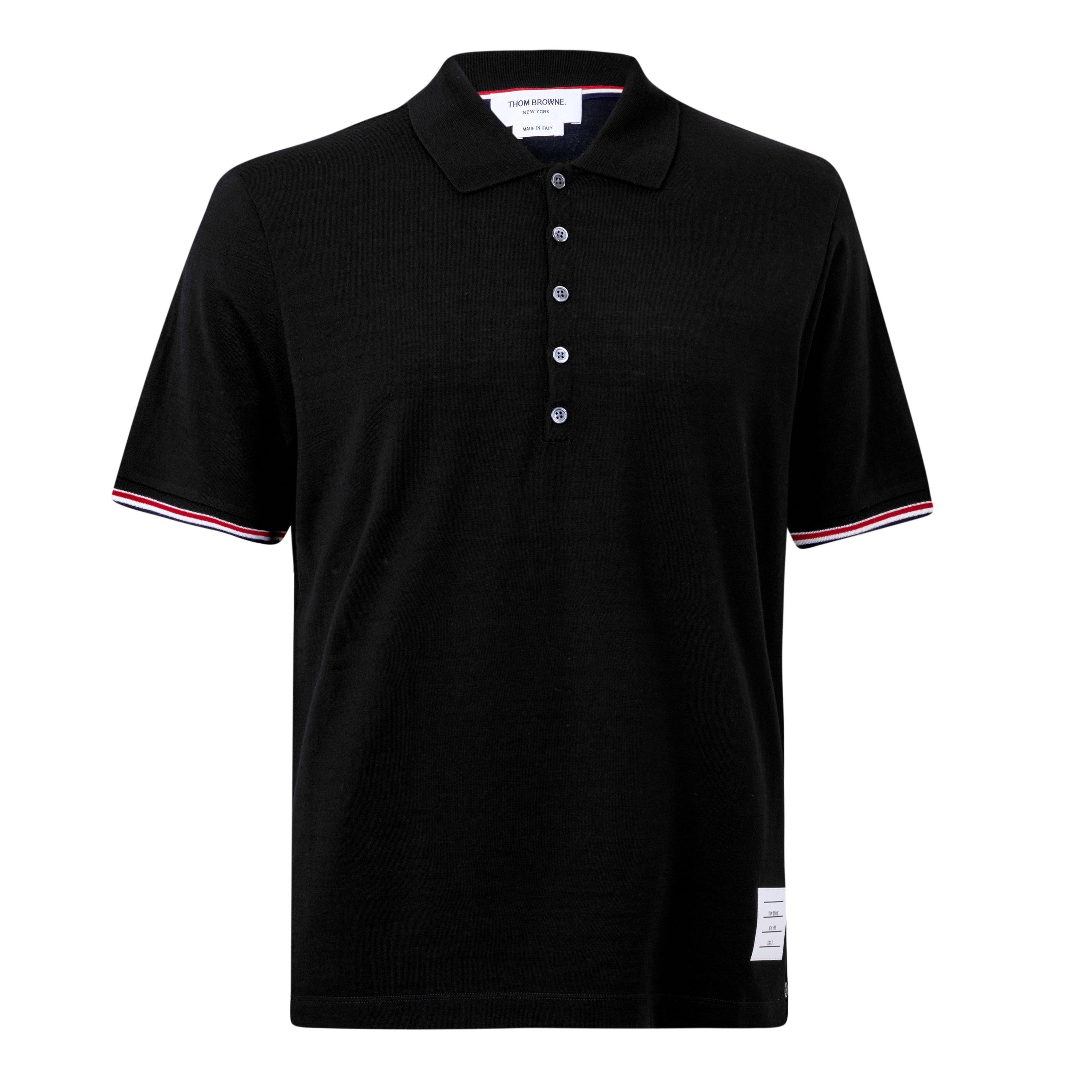 Black - Thom Browne - TB SS Rib Cuff Polo Sn64 - 1