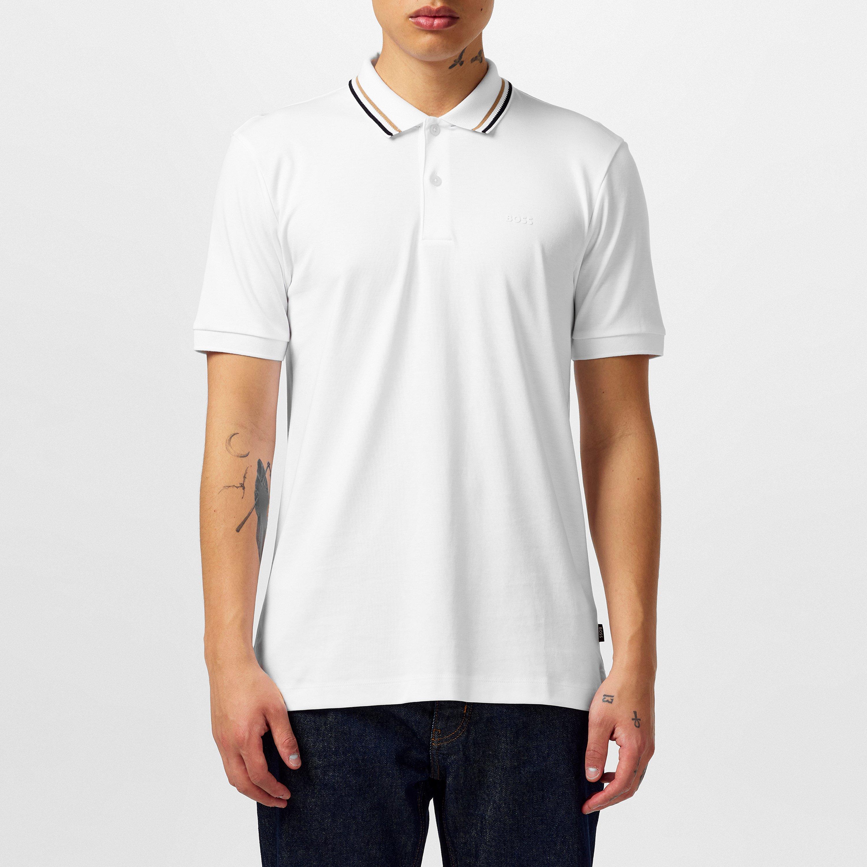 White 100 - Boss - Mens BOSS BLACK Penrose Slim Fit Polo Shirt with Signature Tipped Collar - 3