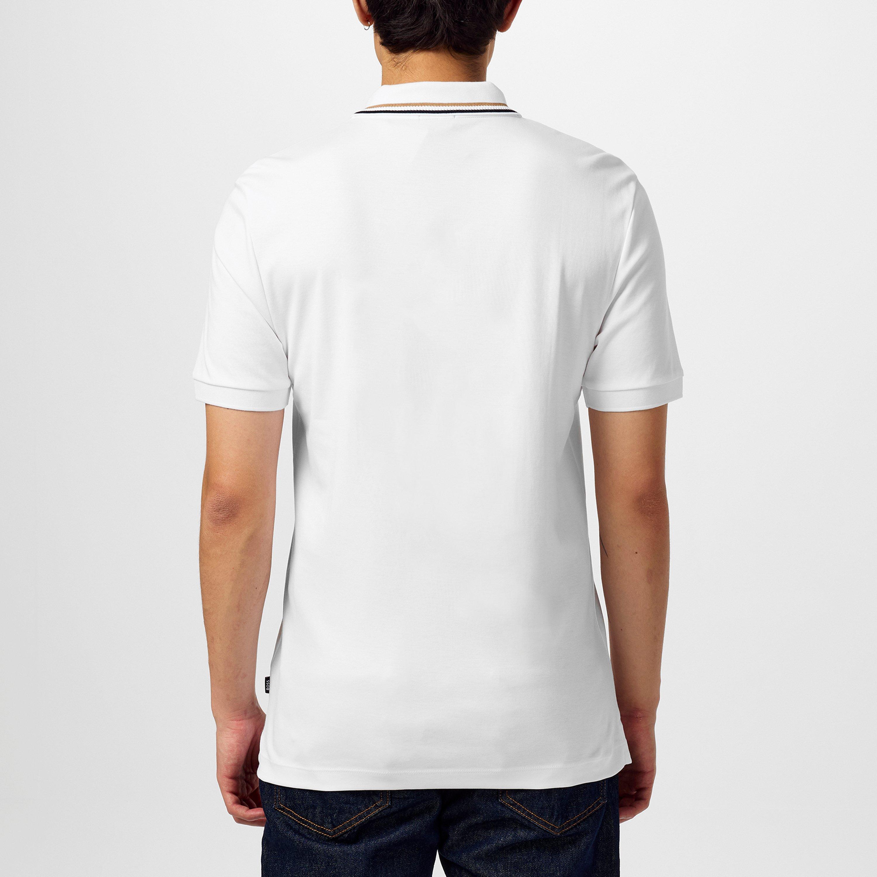White 100 - Boss - Mens BOSS BLACK Penrose Slim Fit Polo Shirt with Signature Tipped Collar - 4