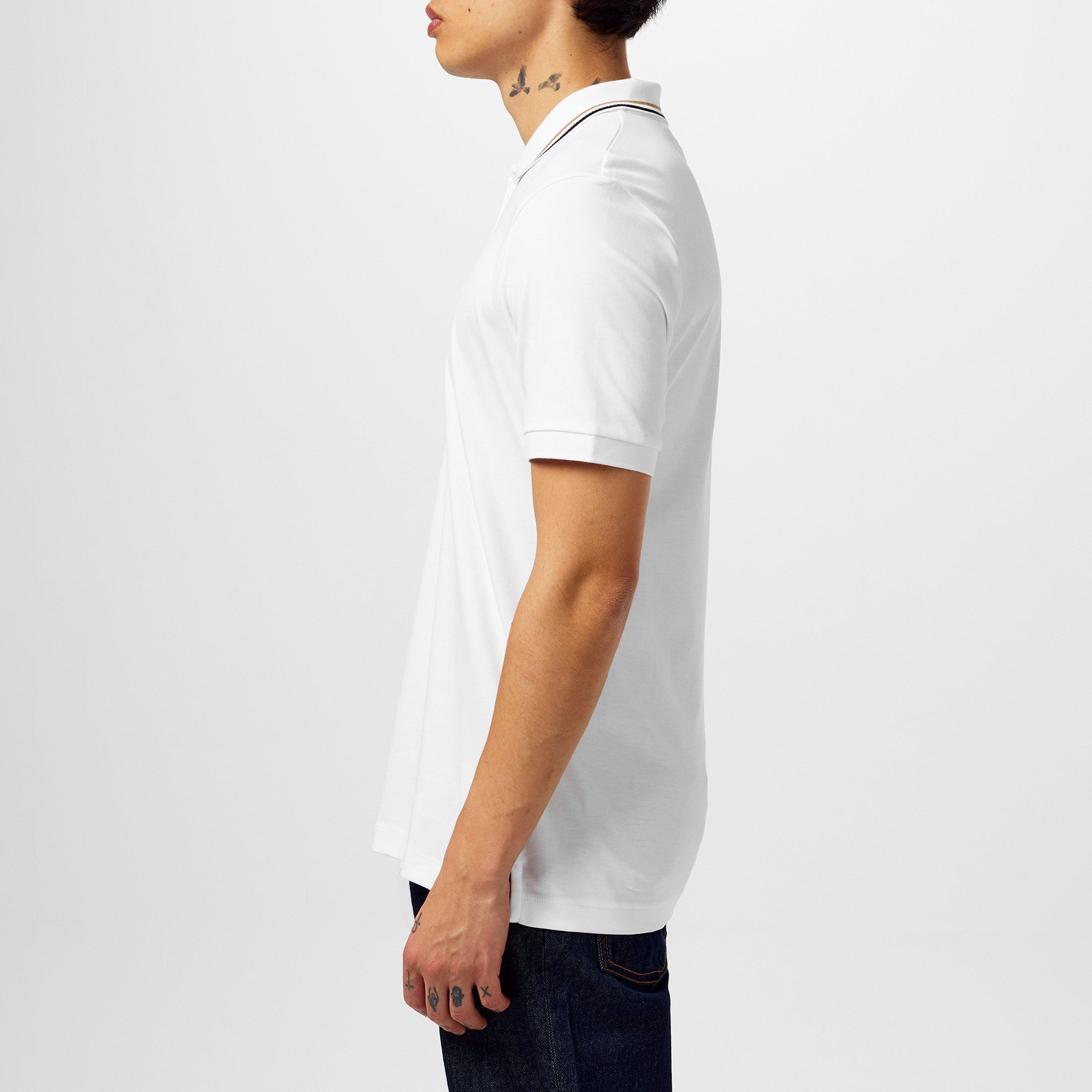 White 100 - Boss - Mens BOSS BLACK Penrose Slim Fit Polo Shirt with Signature Tipped Collar - 7