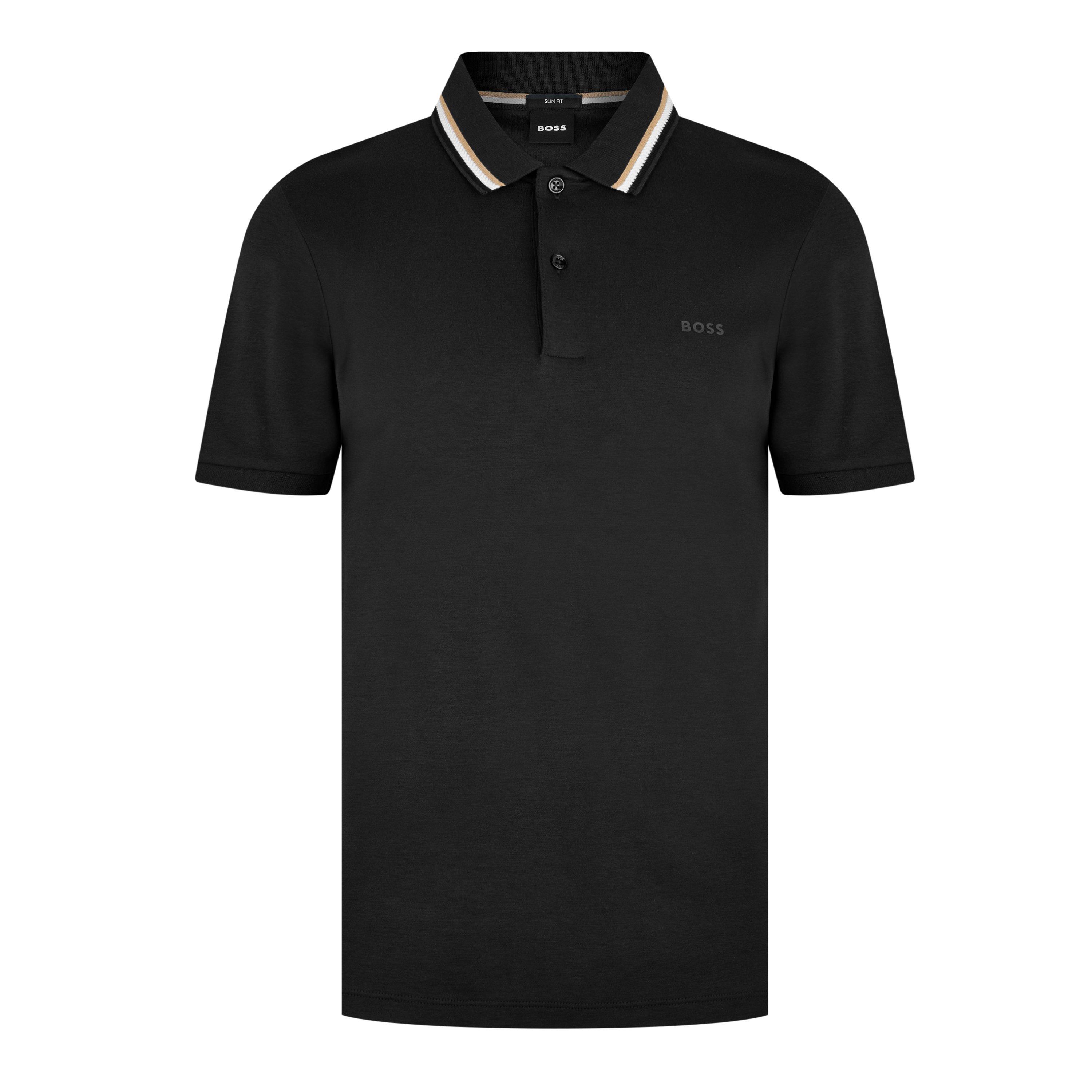 Black 001 - Boss - Men's HBB Penrose 38 Polo Shirt, Signature Tipped Collar - 7
