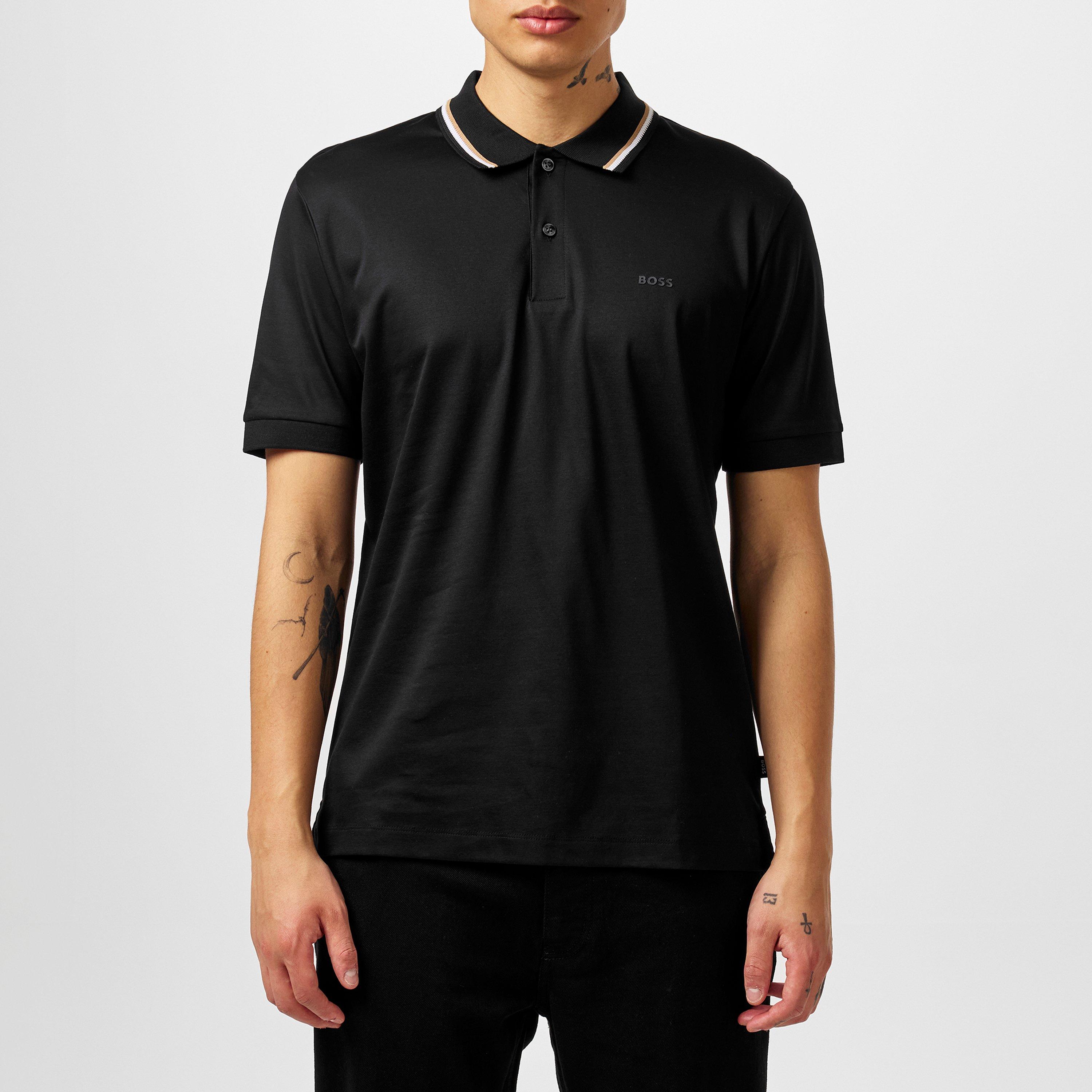 Black 001 - Boss - Men's HBB Penrose 38 Polo Shirt, Signature Tipped Collar - 3