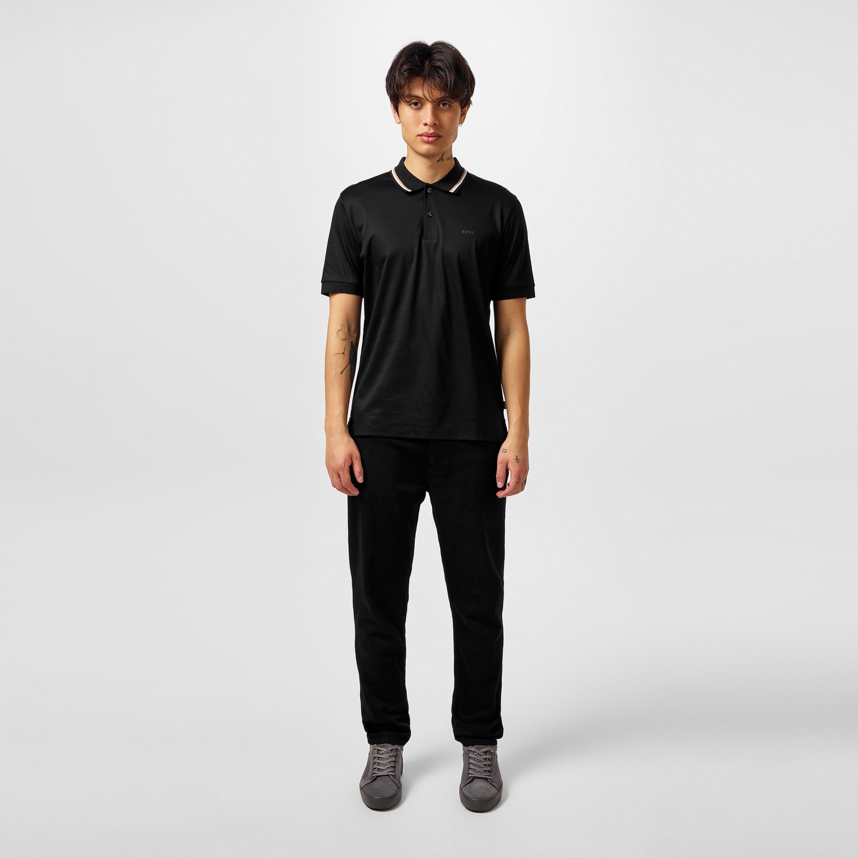 Black 001 - Boss - Men's HBB Penrose 38 Polo Shirt, Signature Tipped Collar - 6