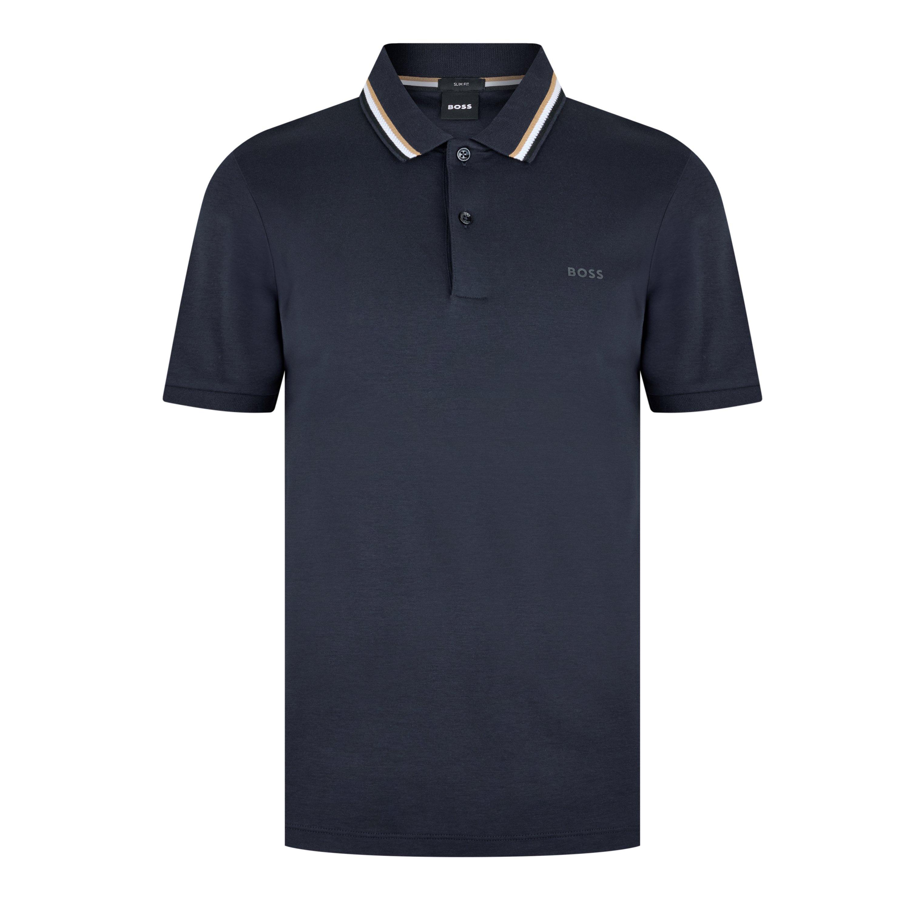 Navy 404 - Boss - Mens BOSS BLACK Penrose Slim Fit Polo Shirt with Signature Tipped Collar - 7
