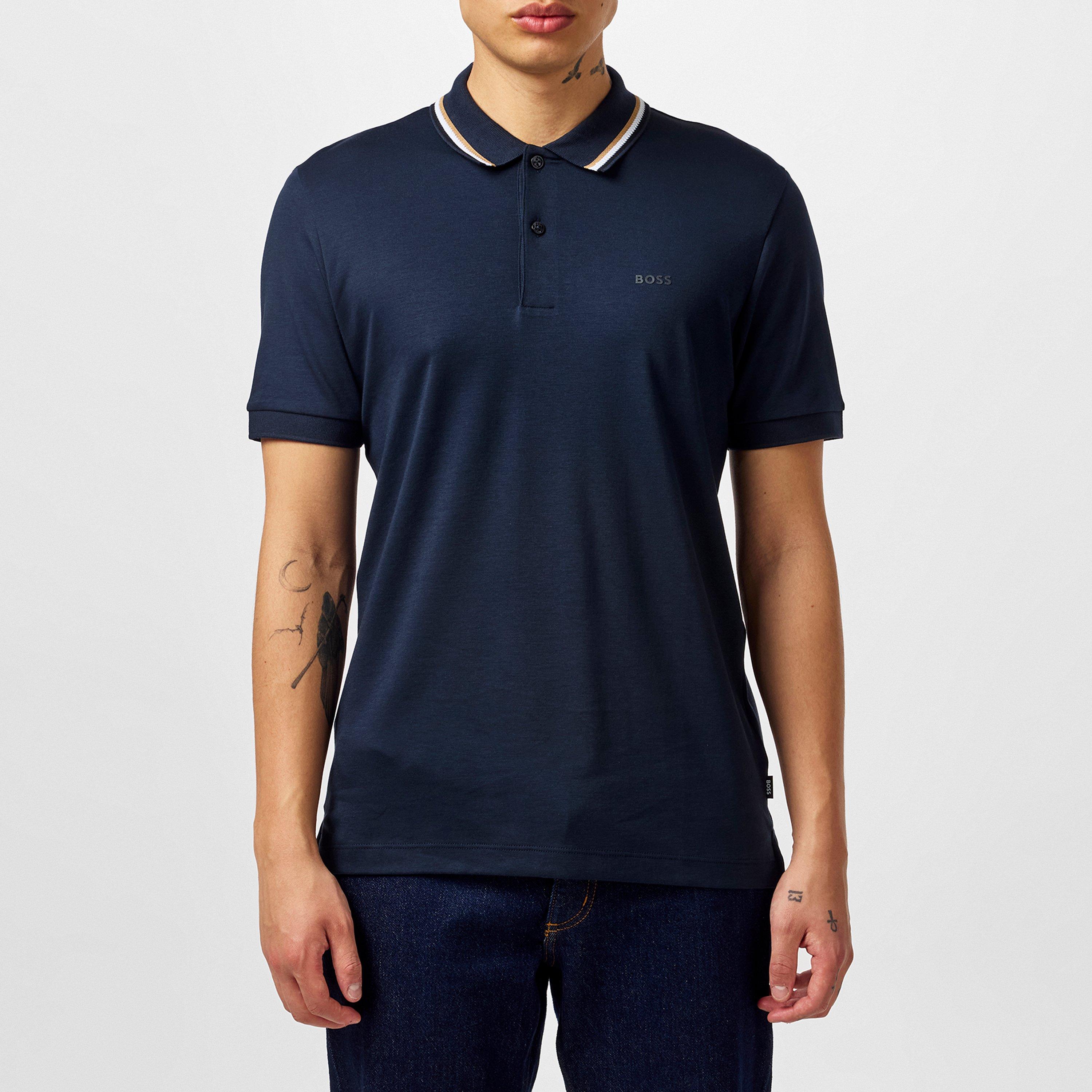 Navy 404 - Boss - Mens BOSS BLACK Penrose Slim Fit Polo Shirt with Signature Tipped Collar - 3