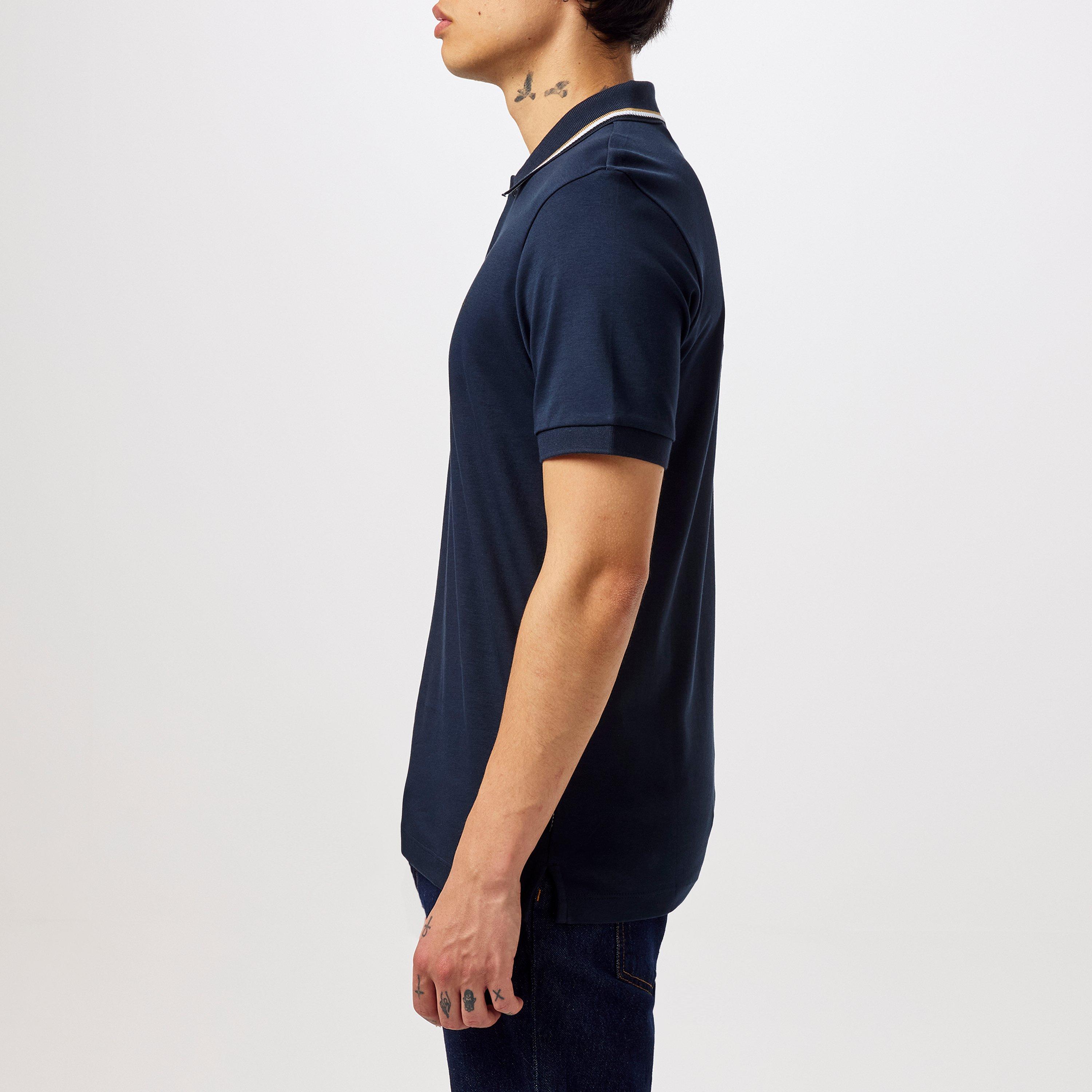 Navy 404 - Boss - Mens BOSS BLACK Penrose Slim Fit Polo Shirt with Signature Tipped Collar - 5