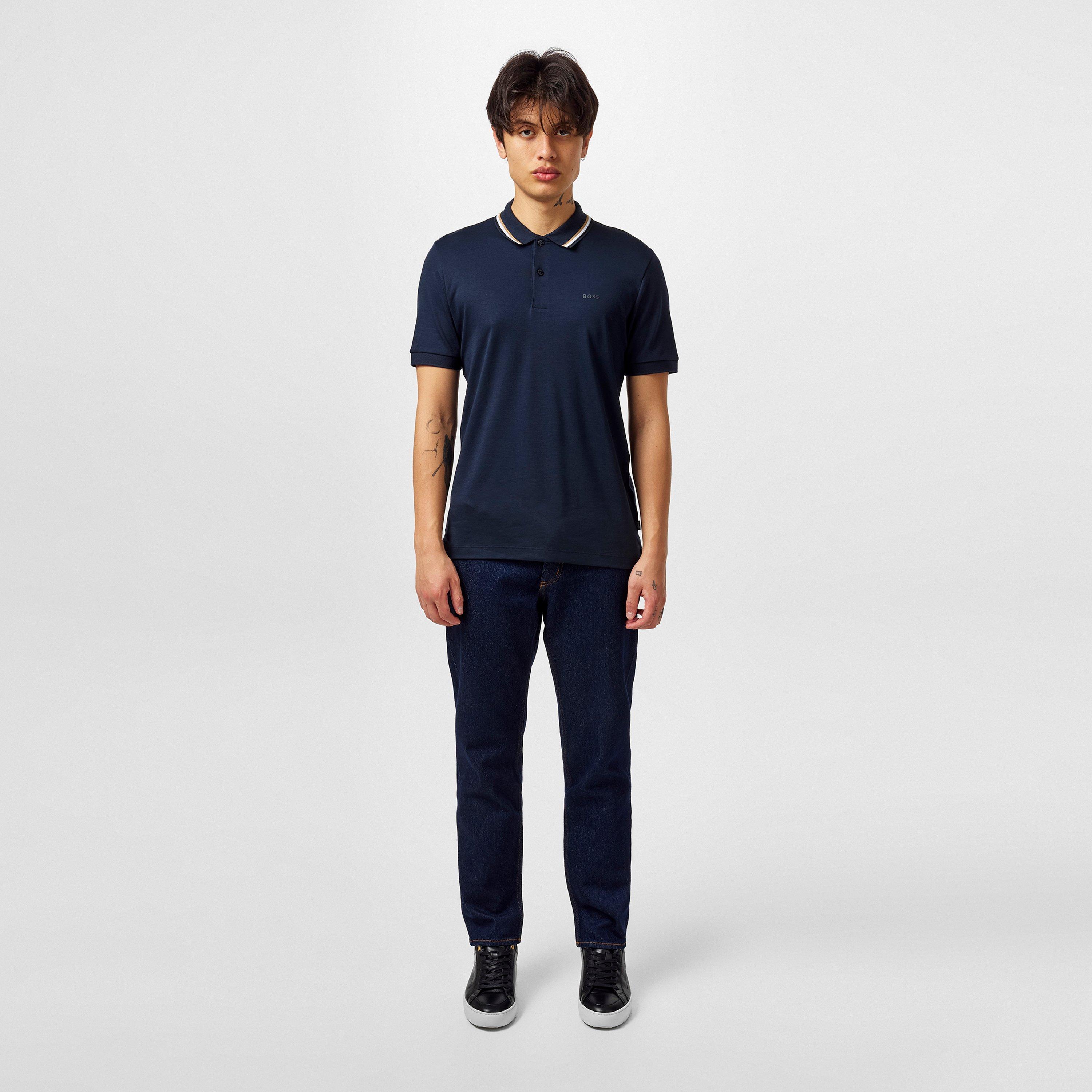 Navy 404 - Boss - Mens BOSS BLACK Penrose Slim Fit Polo Shirt with Signature Tipped Collar - 6