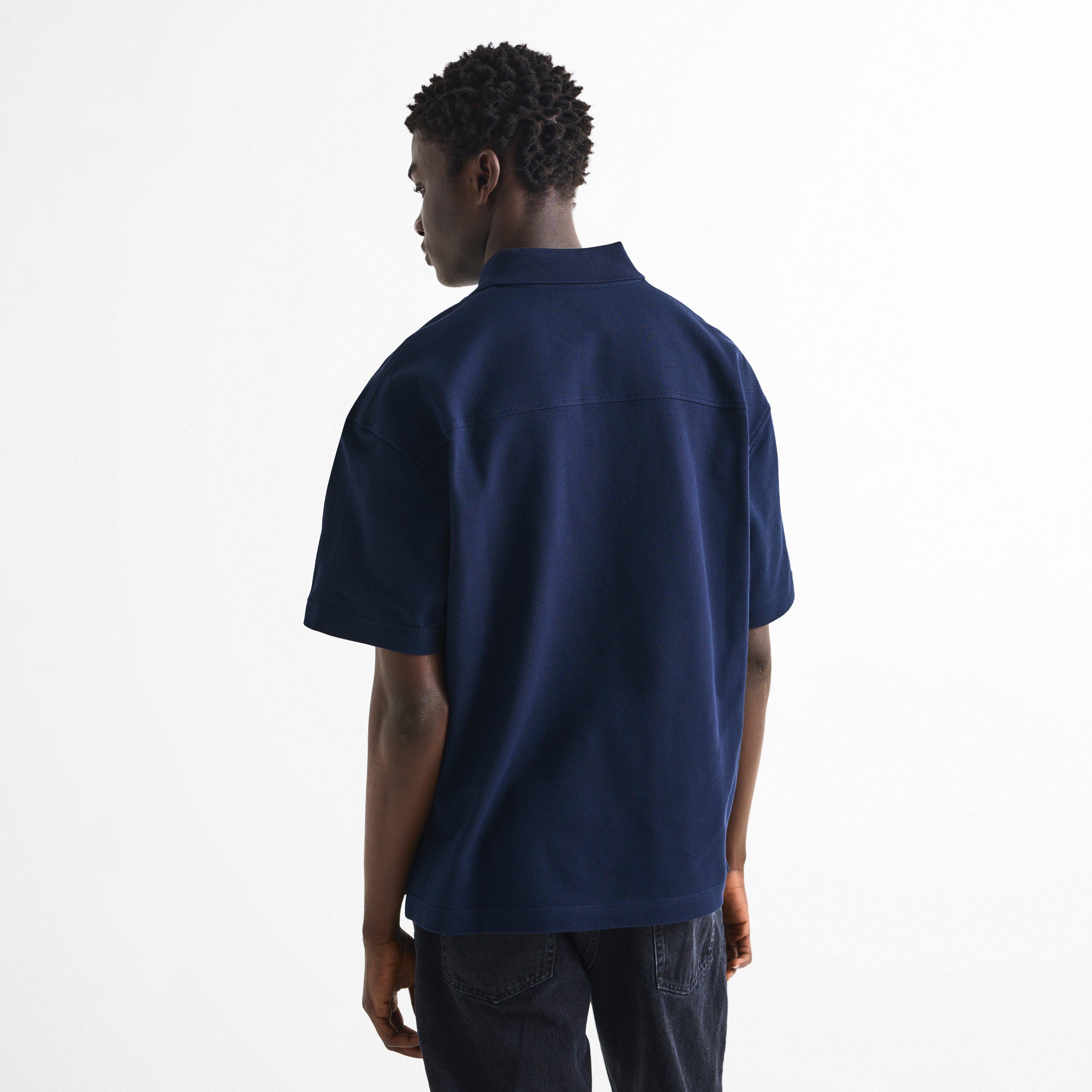 Navy - Saint Laurent - Men's Cassandre Cotton Oversized-Fit Polo Shirt - 4