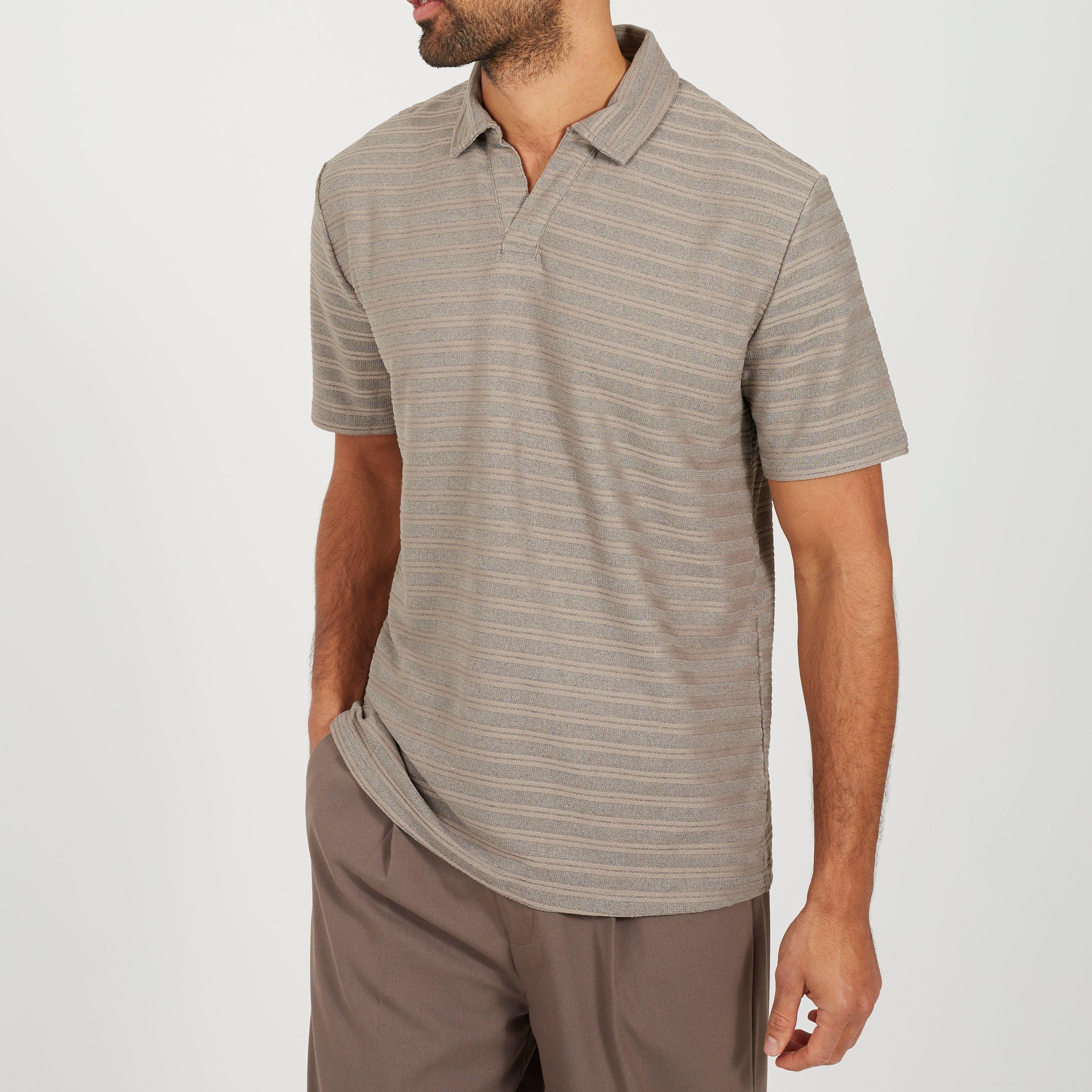 Brown/Grey - Brave Soul - Men's Trophy Polo Neck Short Sleeve Shirt - 1