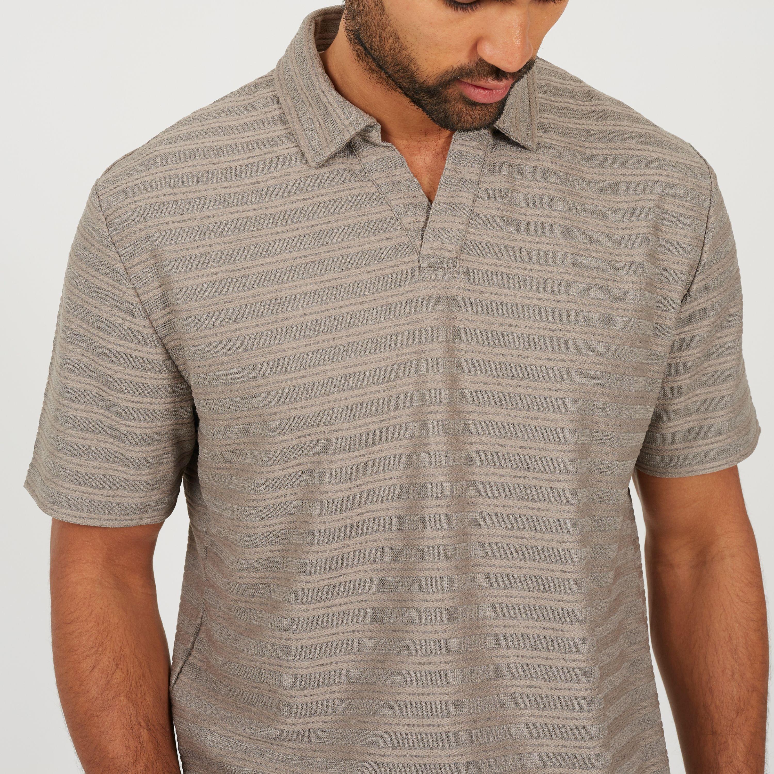 Brown/Grey - Brave Soul - Men's Trophy Polo Neck Short Sleeve Shirt - 3