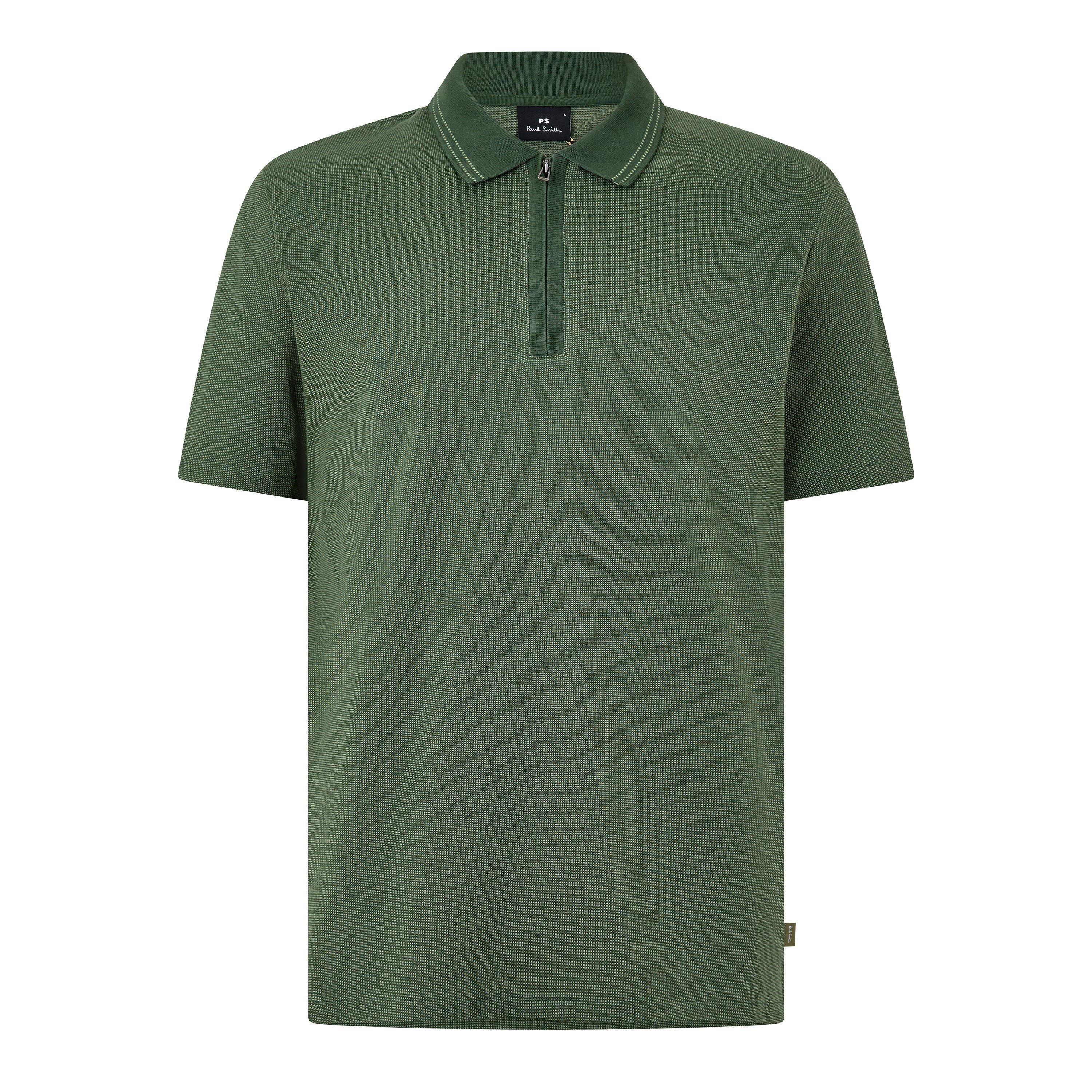 Green 38 - PS Paul Smith - Men's MicroDot Cotton Short-Sleeve Polo Shirt - 1