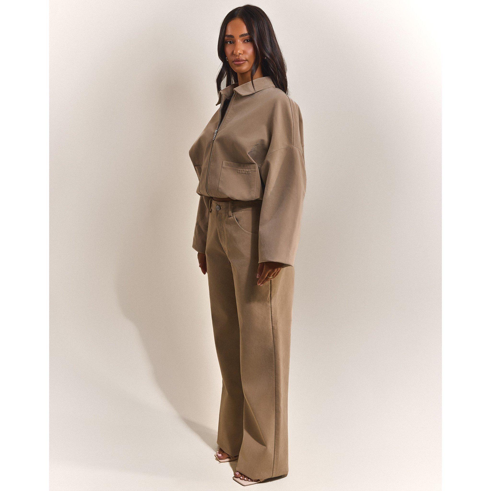 Stone - Mars The Label - Women's Suede Straight Leg Trousers - 2