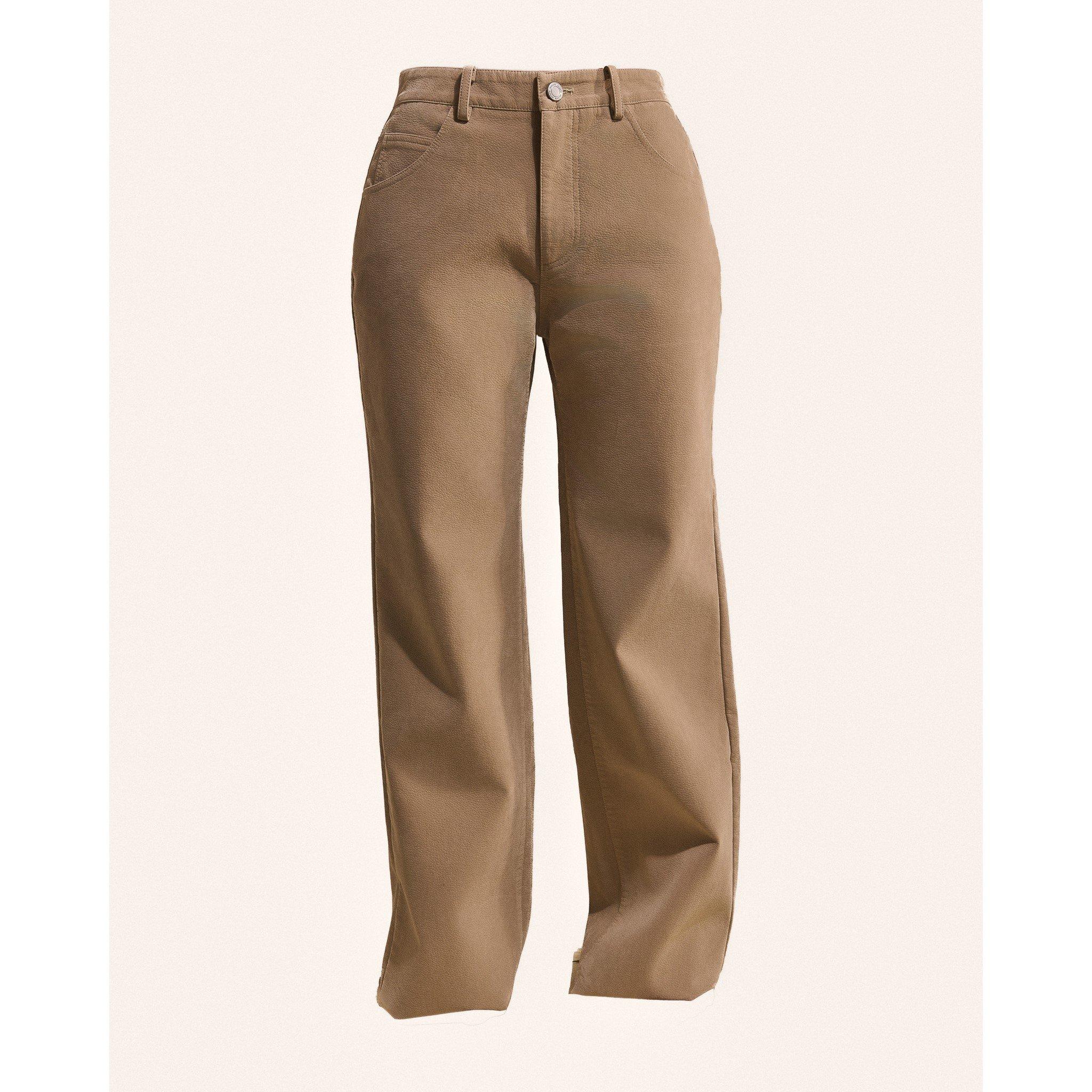 Stone - Mars The Label - Women's Suede Straight Leg Trousers - 5