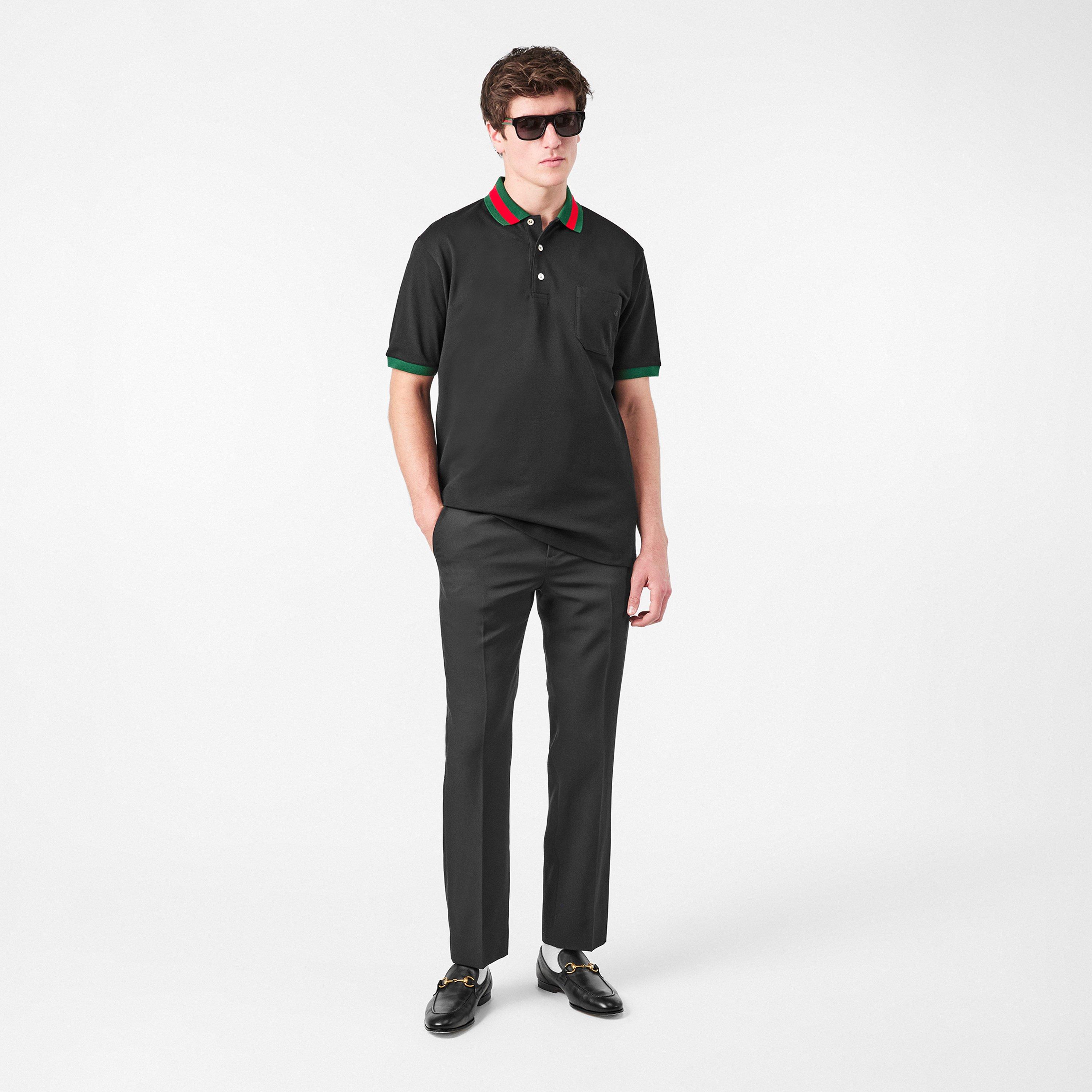 Black/Mix - Gucci - Web Collar Polo Shirt - 6